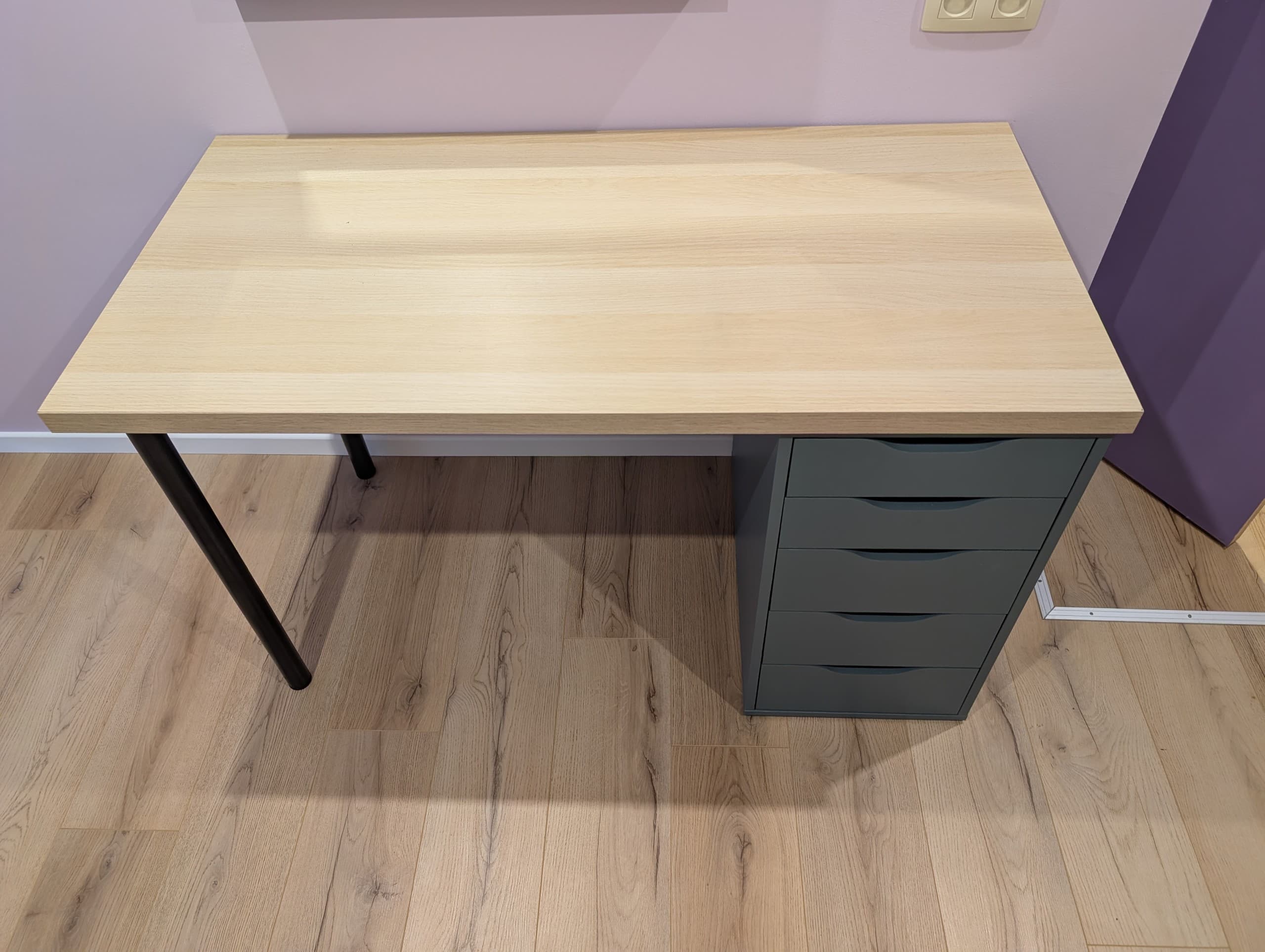LAGKAPTEN / ALEX bureau, effet chêne blanchi/blanc, 120x60 cm