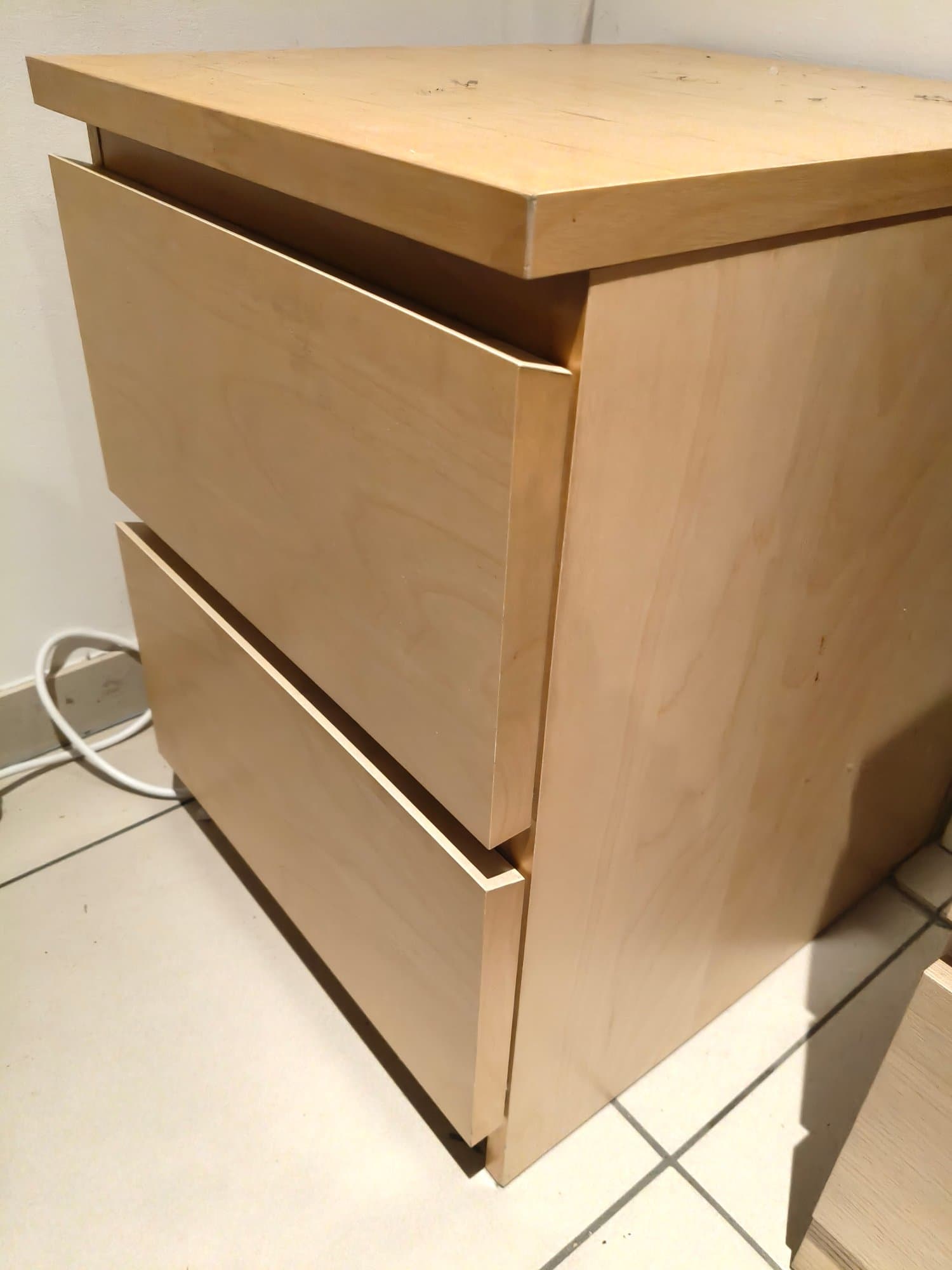 MALM commode 2 tiroirs, plaqué chêne