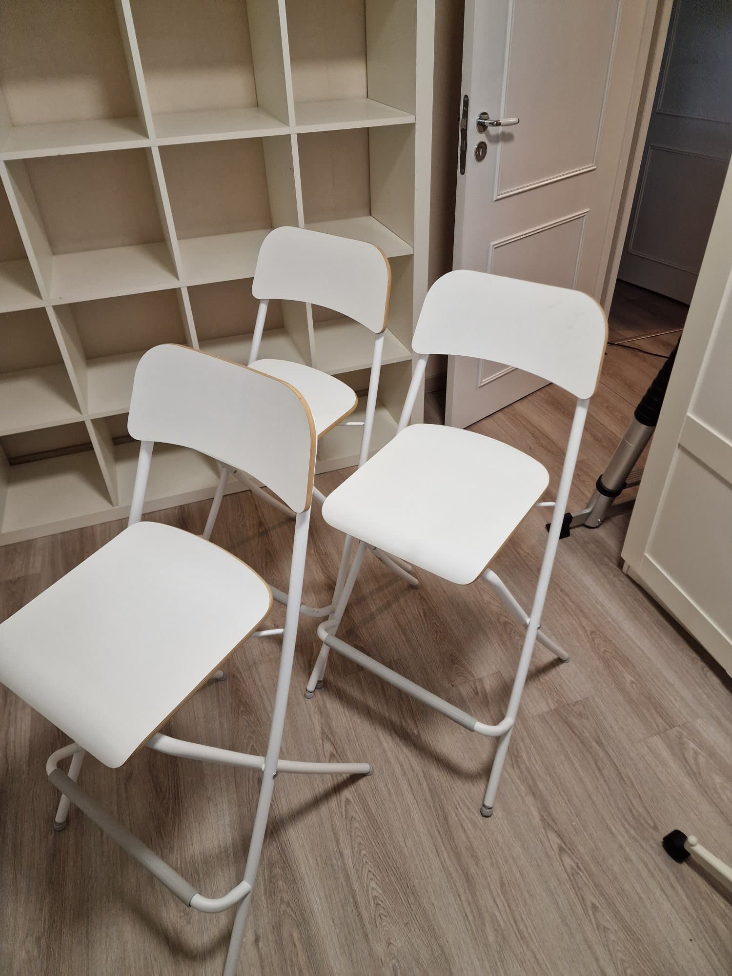FRANKLIN bar stool with backrest, foldable, counter height white/white, 63 cm