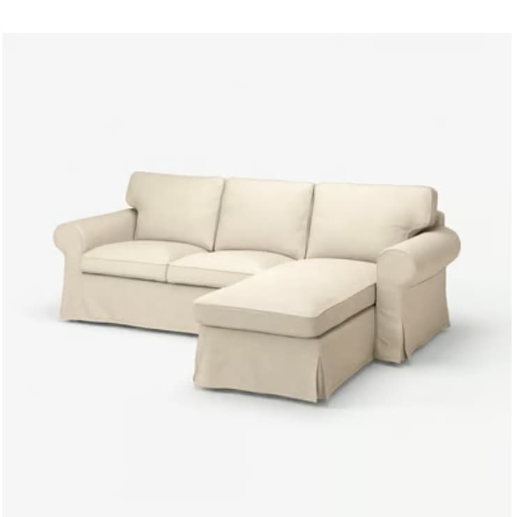 EKTORP canapé 3 places avec méridienne, Kilanda beige clair