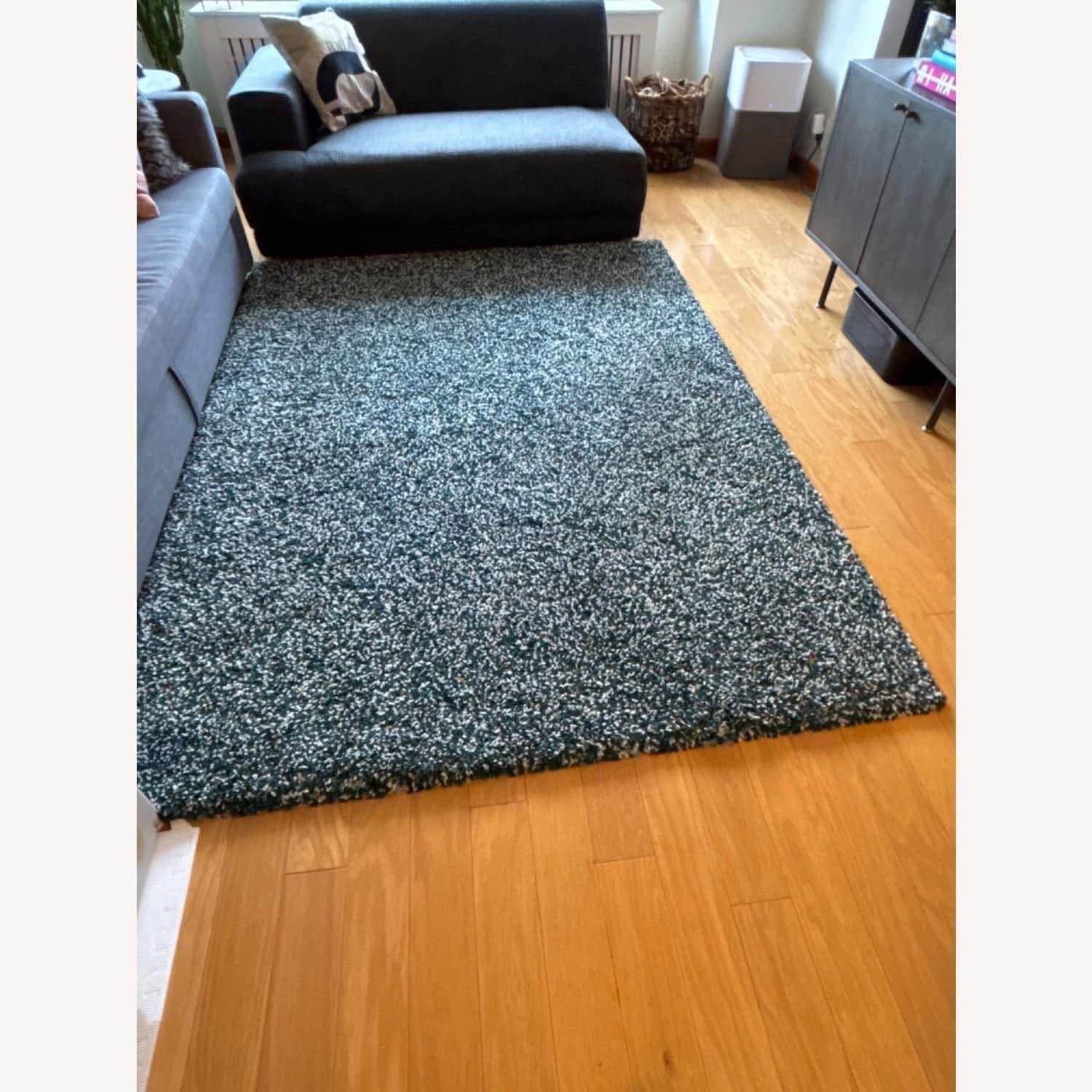 VINDUM rug, high pile, blue-green