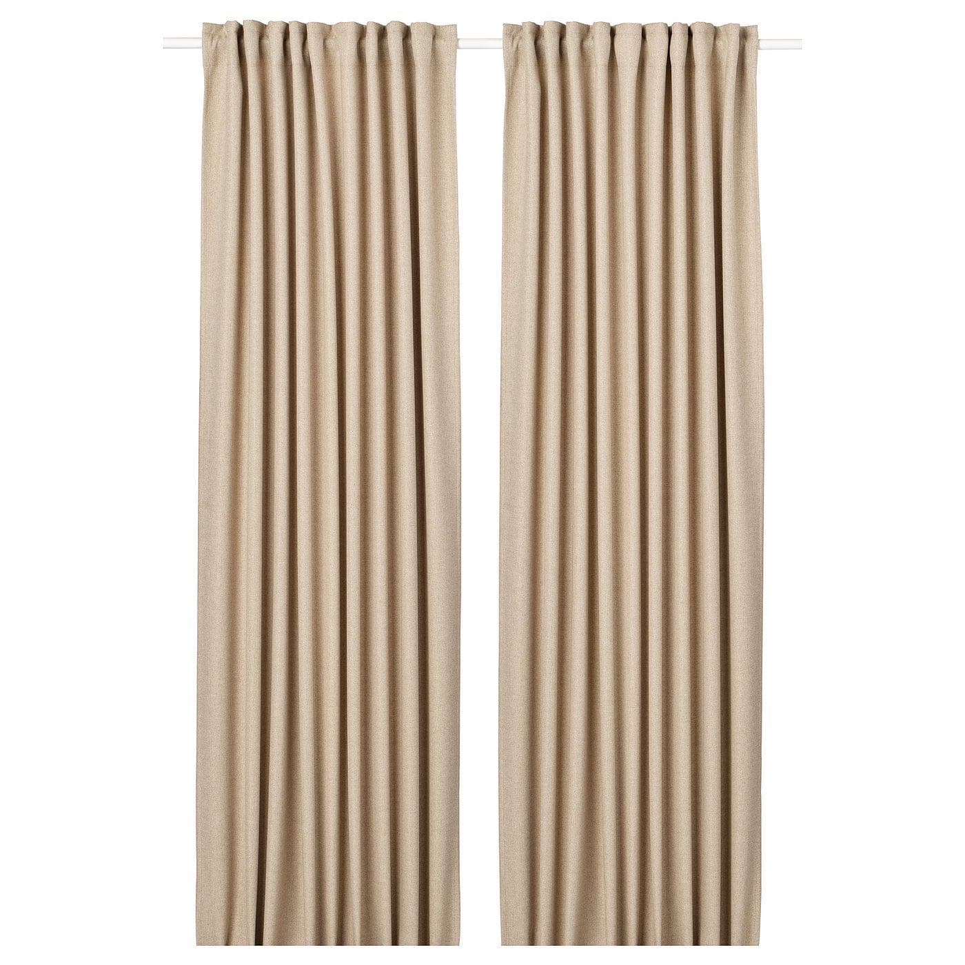 ANNAKAJSA room darkening curtains, 1 pair, beige/with heading tape, 145x300 cm