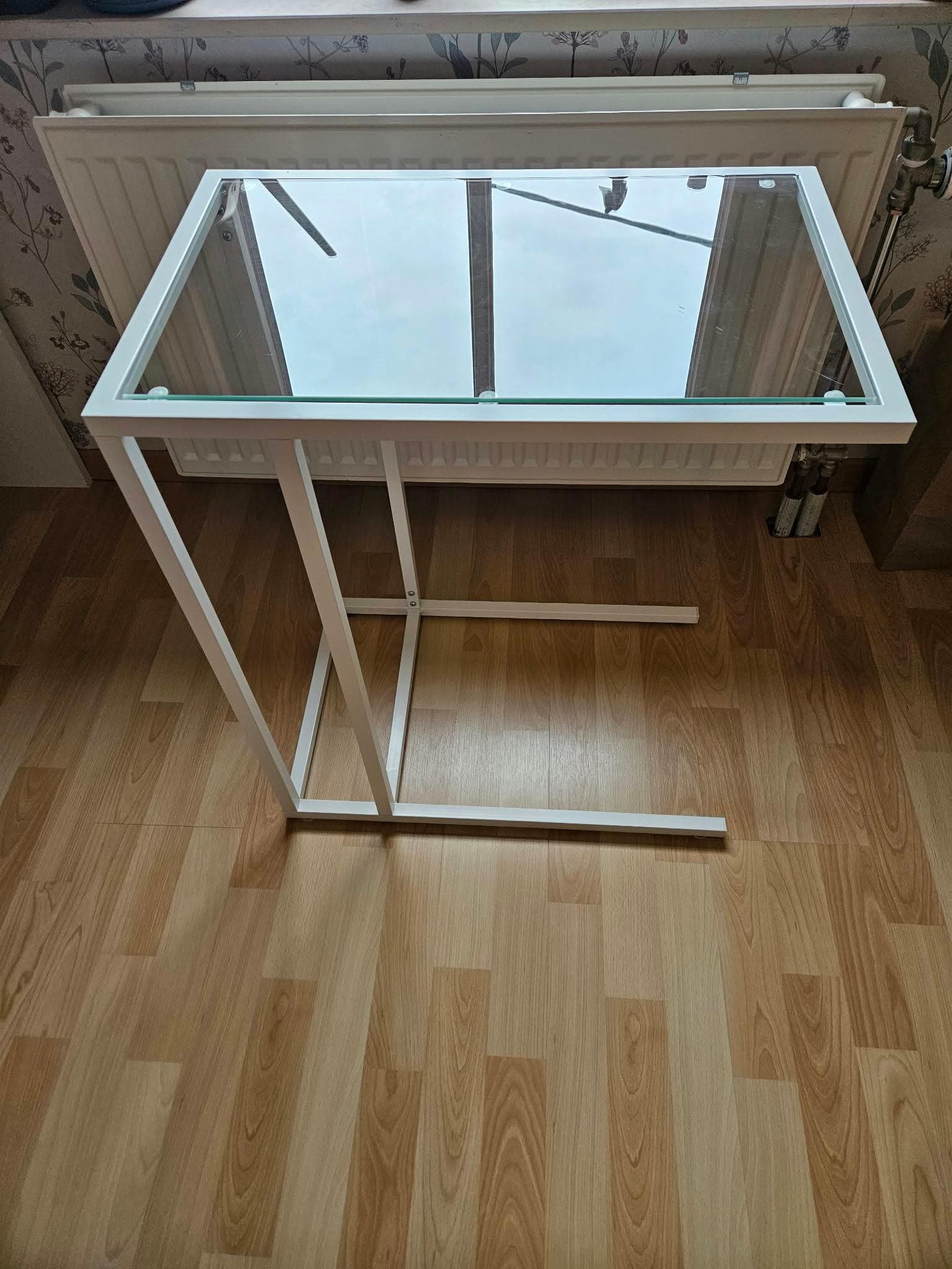 VITTSJÖ laptop stand, white/glass, 35x65 cm