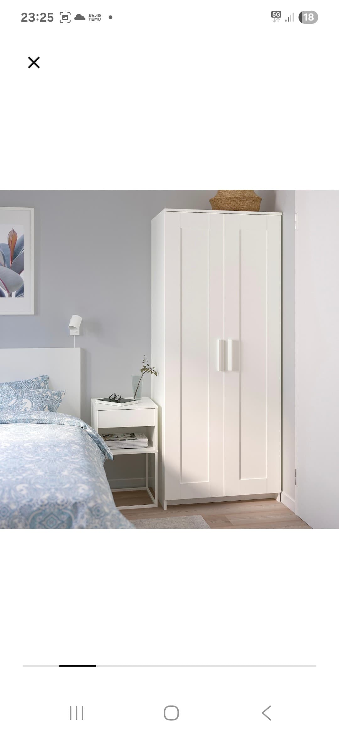 BRIMNES wardrobe with 2 doors, grey, 78x50x190 cm