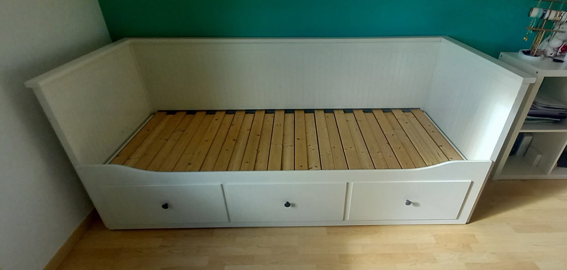 HEMNES Bedbank met 3 lades, wit, 80x200 cm