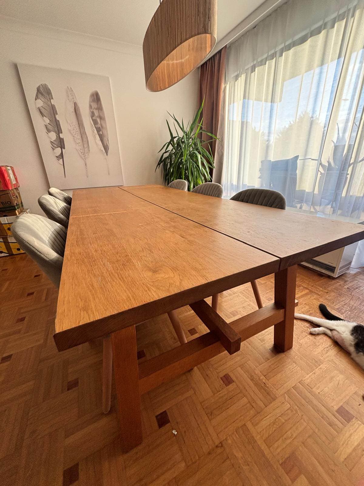 MÖCKELBY / FANBYN table and 6 chairs, oak/white