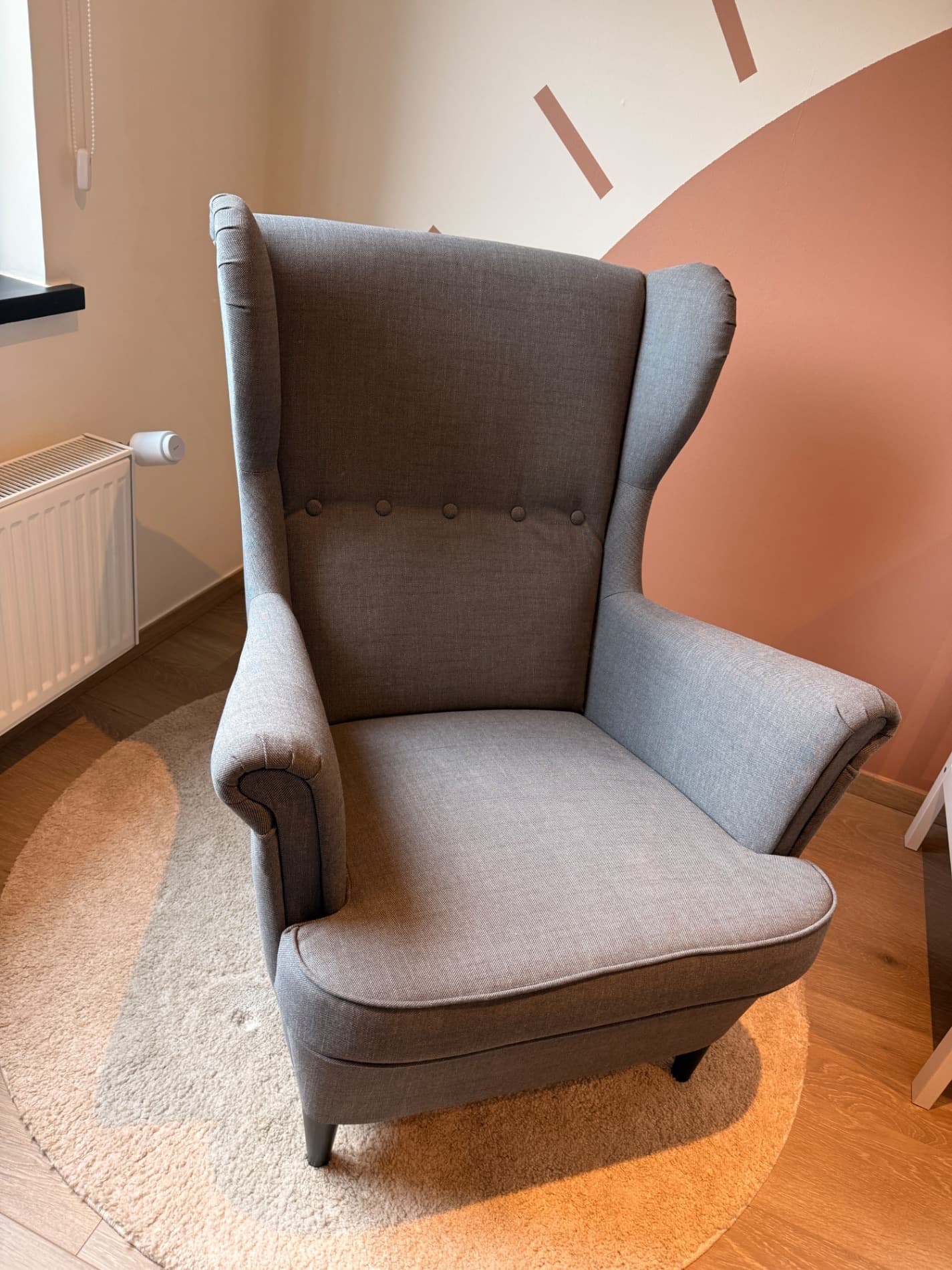 STRANDMON wing chair, Nordvalla dark grey