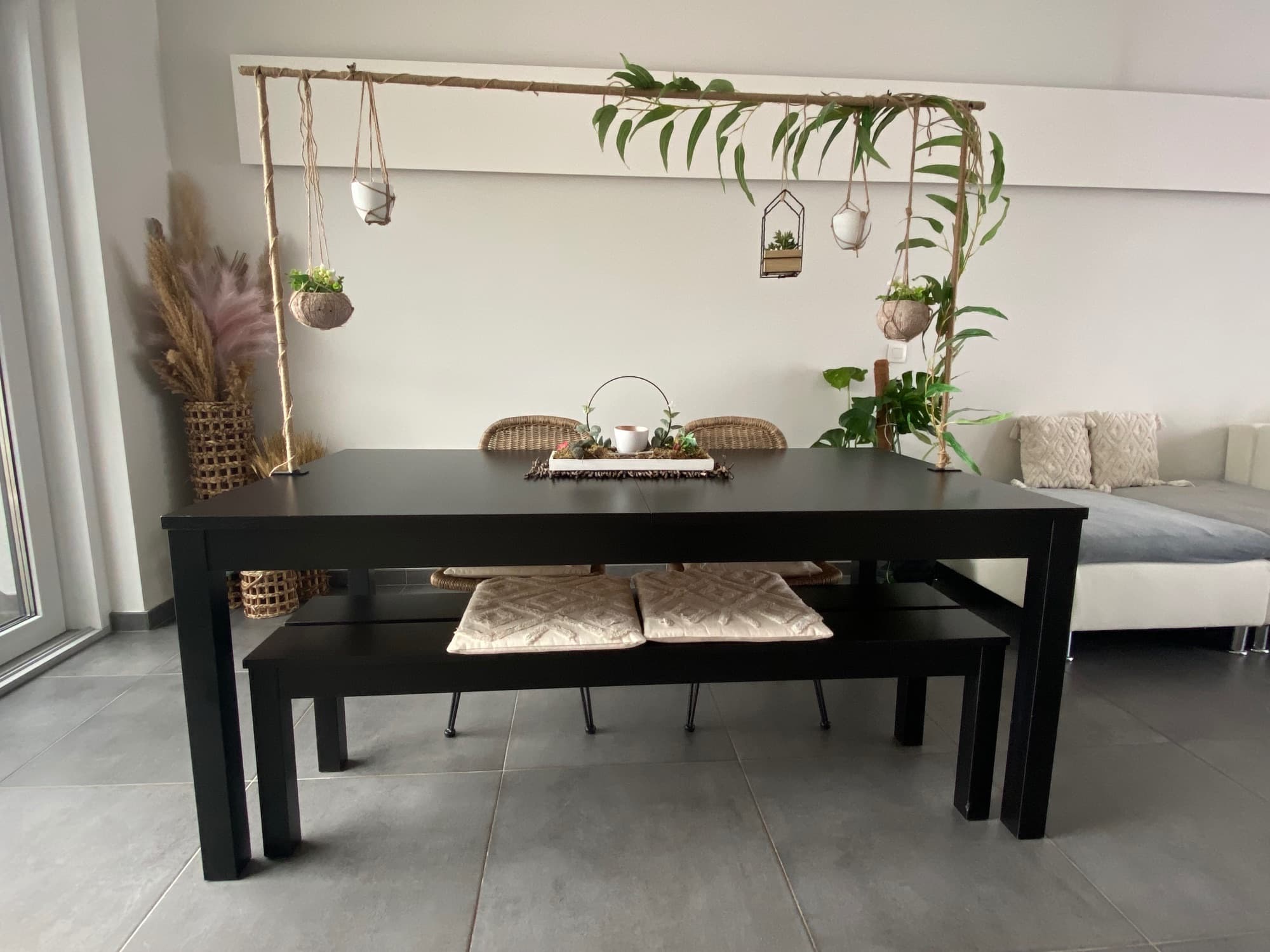 BJURSTA extendable table, brown-black