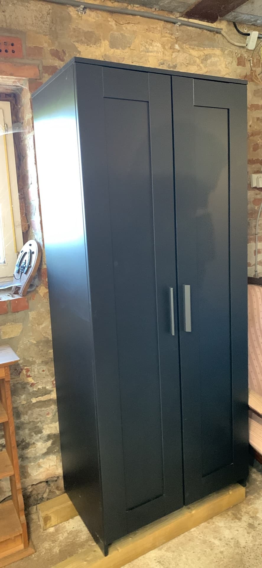 BRIMNES kledingkast met 2 deuren, zwart, 78x50x190 cm