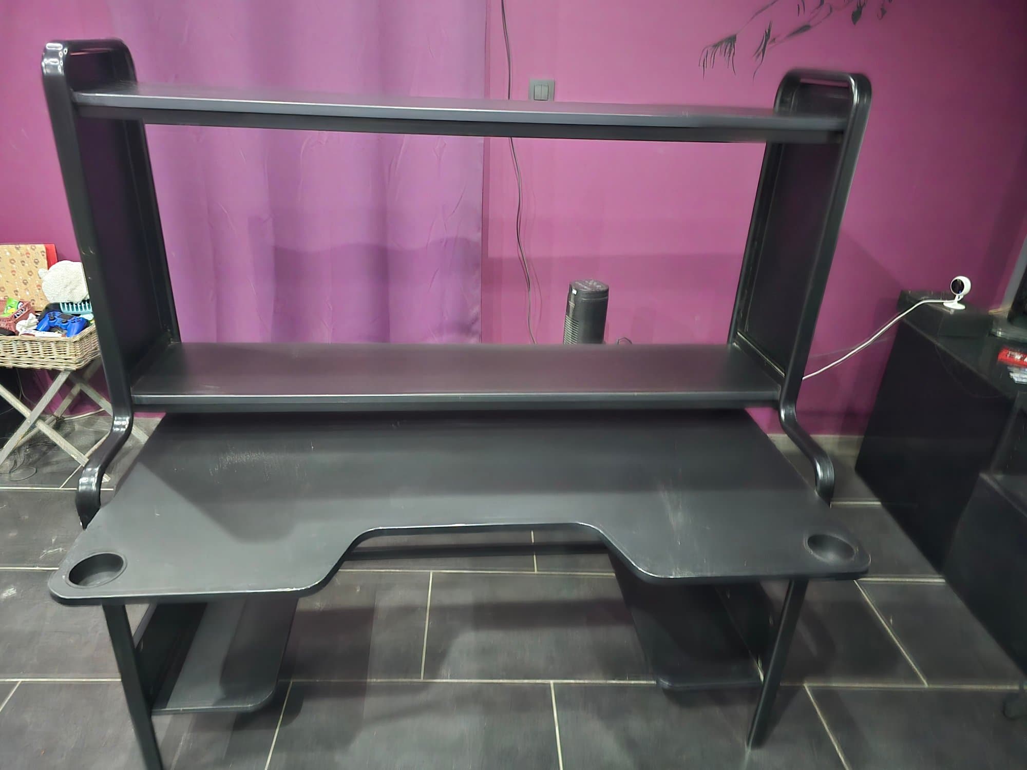 FREDDE Bureau, zwart, 185x74x146 cm