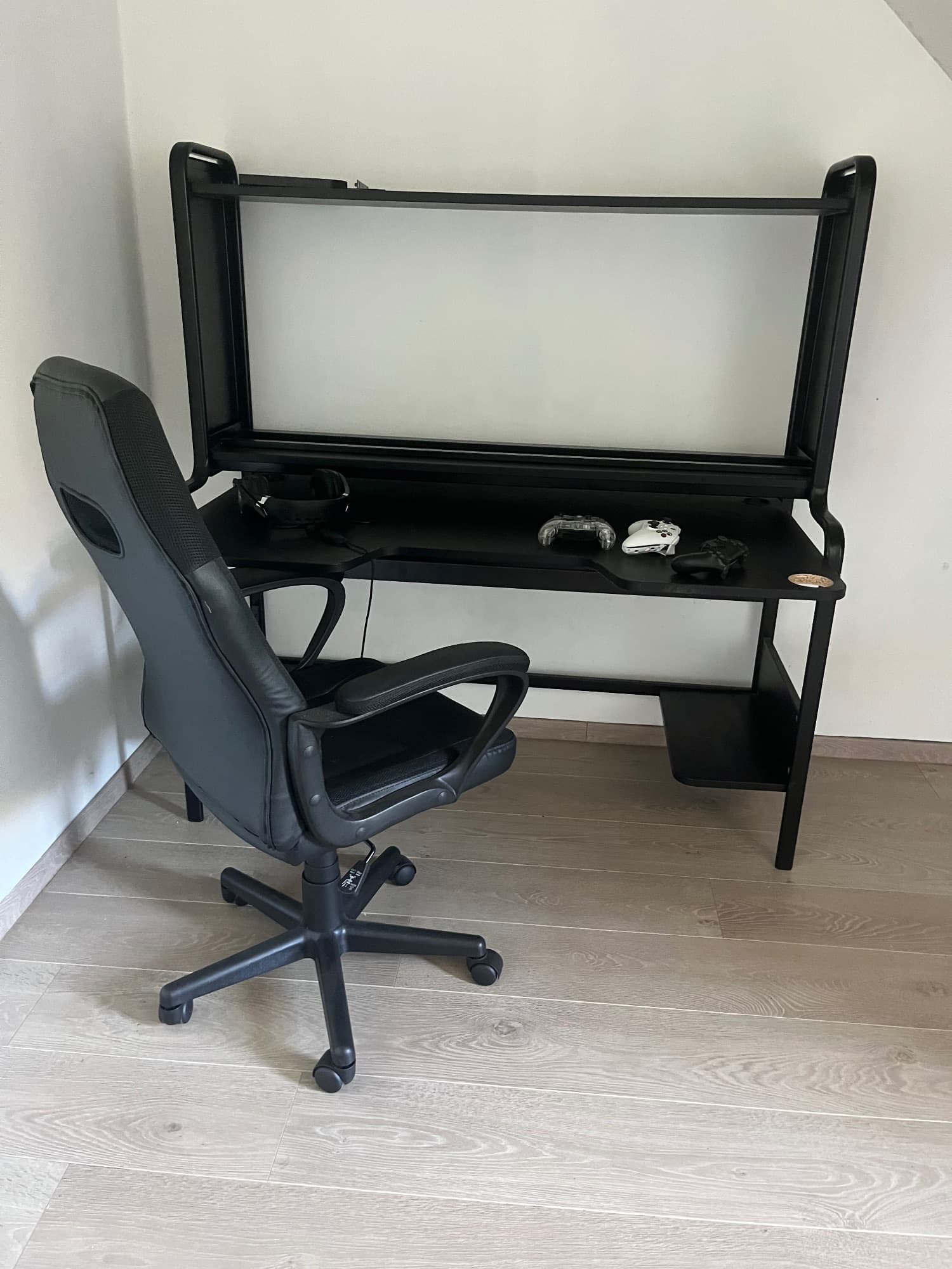 FREDDE Bureau, zwart, 185x74x146 cm