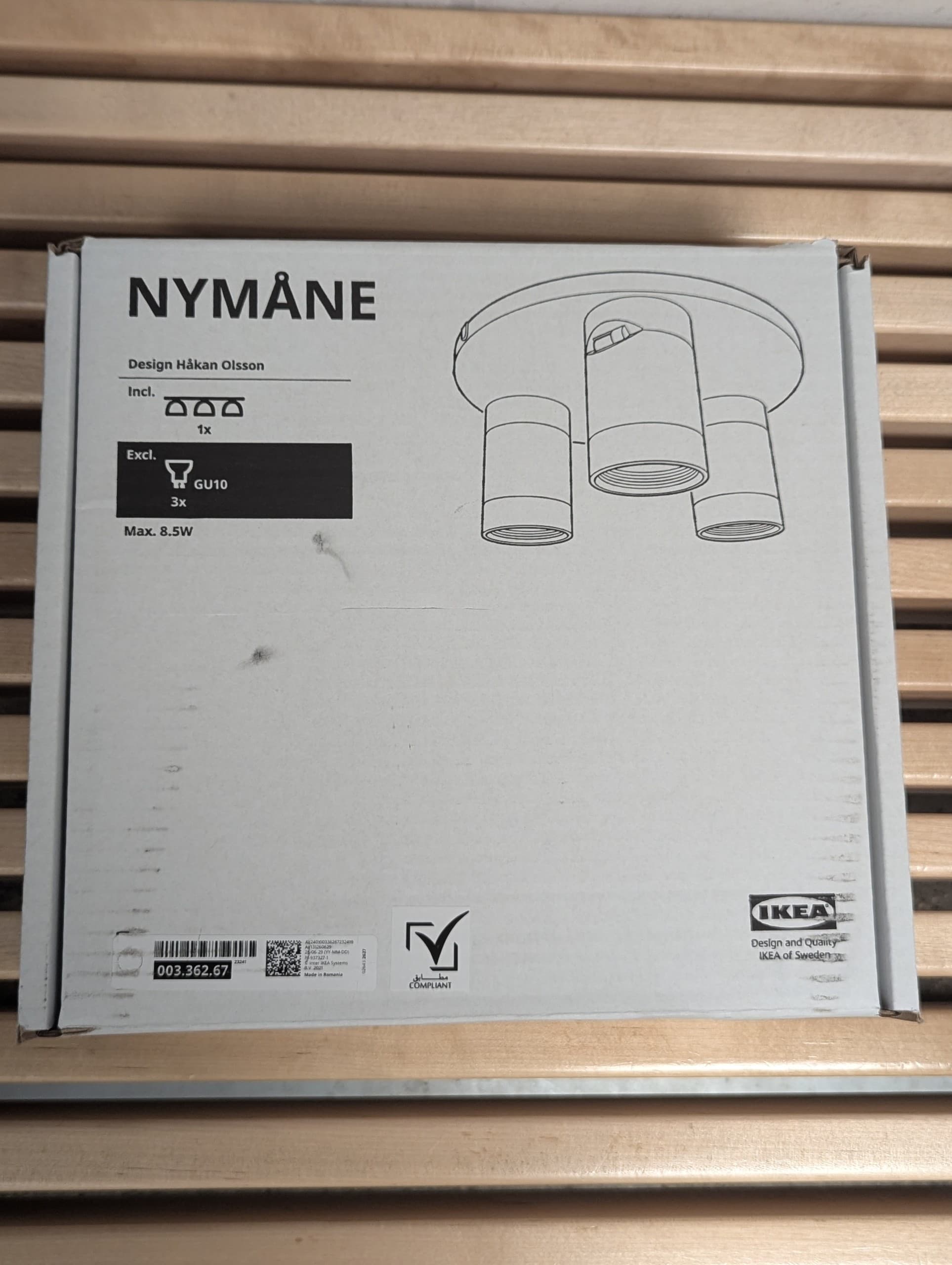 NYMÅNE Plafonnier 3 spots, blanc