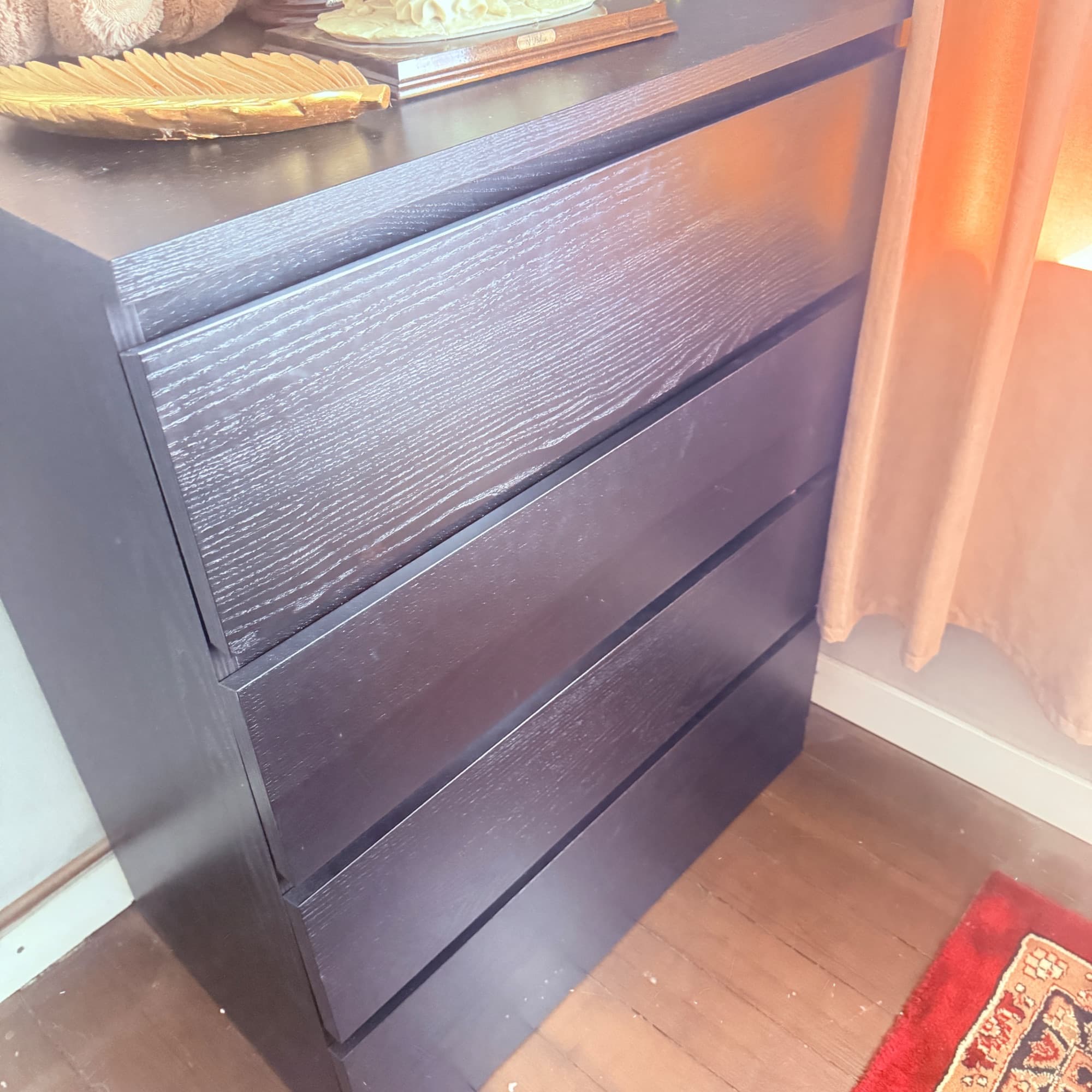MALM commode 4 tiroirs, brun noir
