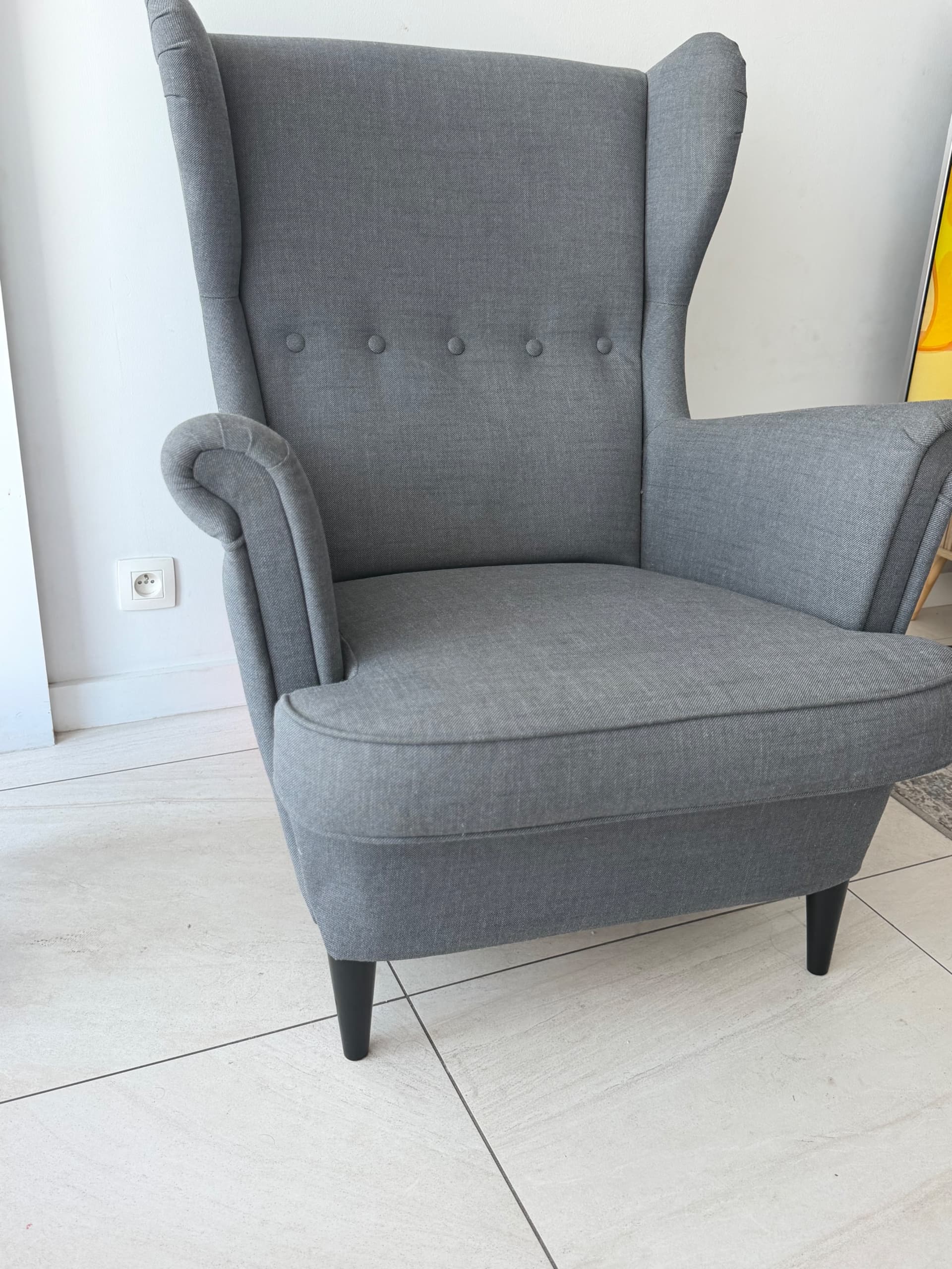 STRANDMON wing chair, Nordvalla dark grey