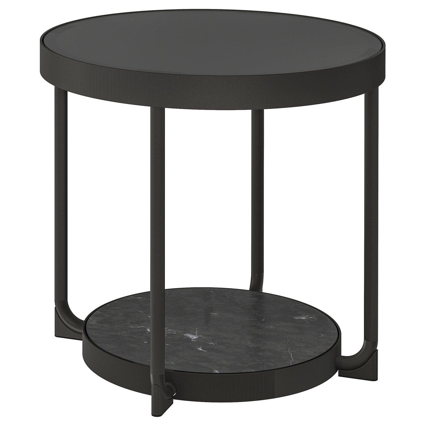 FRÖTORP table d'appoint, anthracite marbré/noir verre, 48 cm