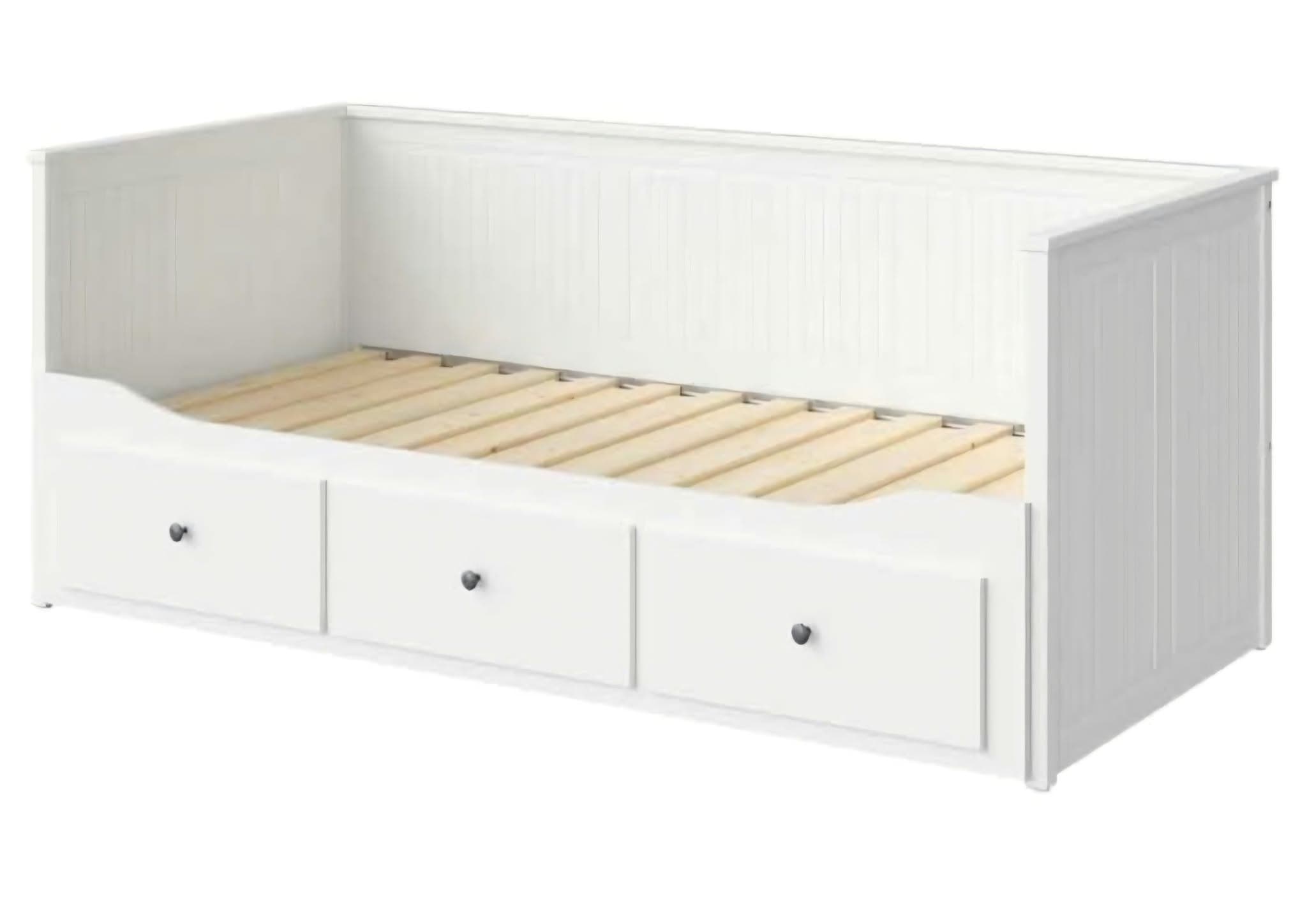 LIT + 2 MATELAS Bedbank met 3 lades, wit, 80x200 cm