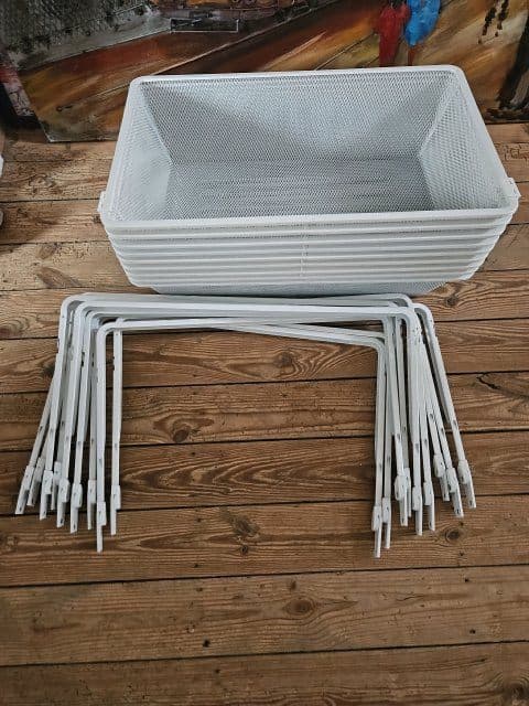 9 PANIERS BOAXEL corbeille en filet, blanc, 60x40x15 cm