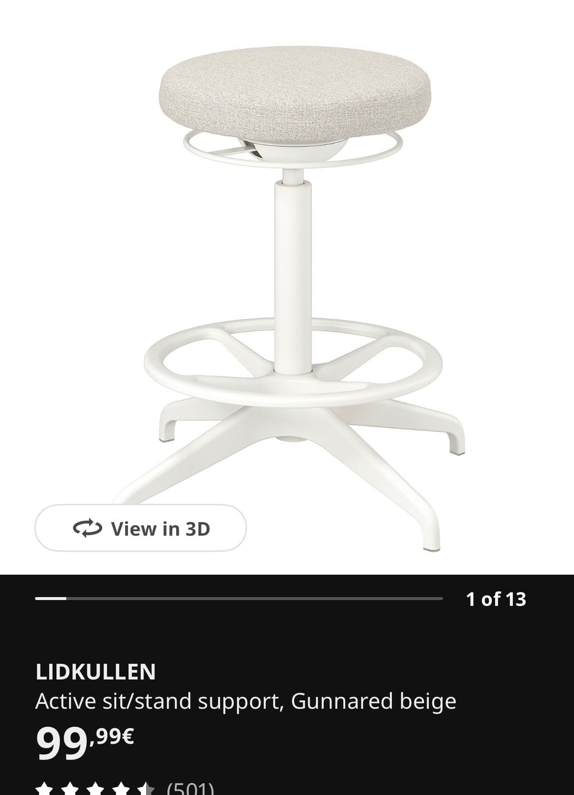 LIDKULLEN Tabouret assis/debout, Gunnared gris foncé