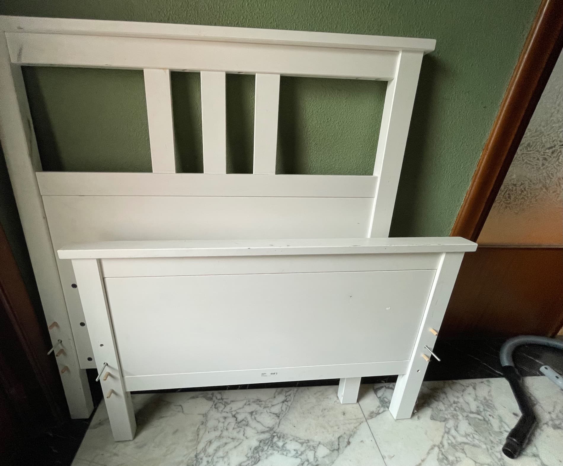 HEMNES cadre de lit+2boîtes de rangement, teinté blanc/Luröy