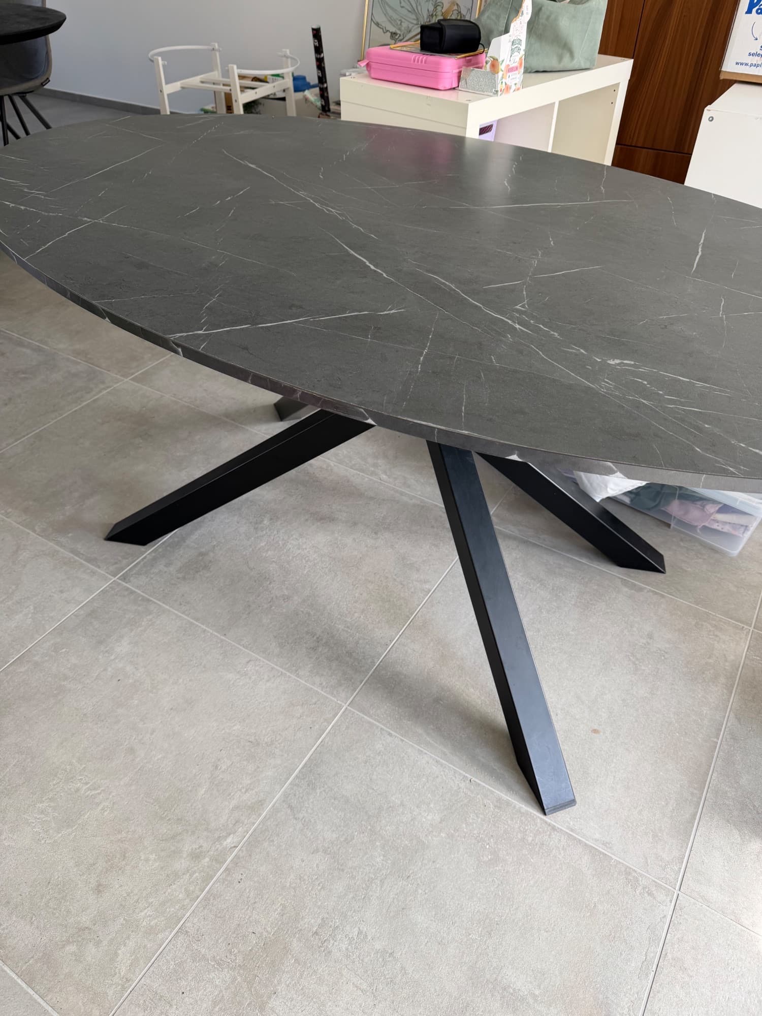 MARIEDAMM table, noir marbré, 180x100 cm