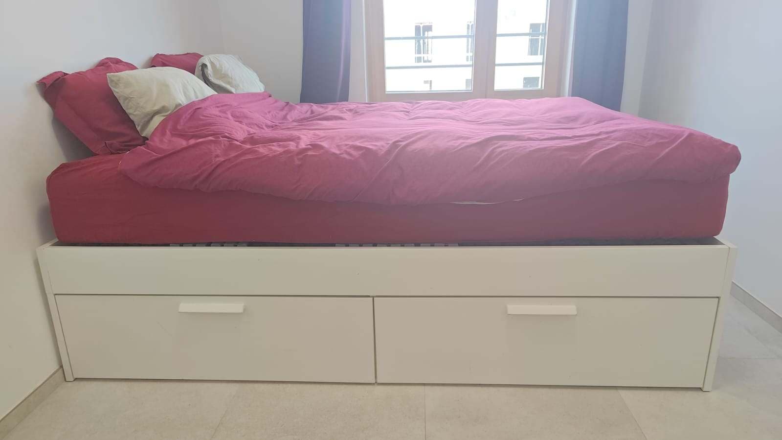 BRIMNES bedframe met opberglades, wit, 160x200 cm