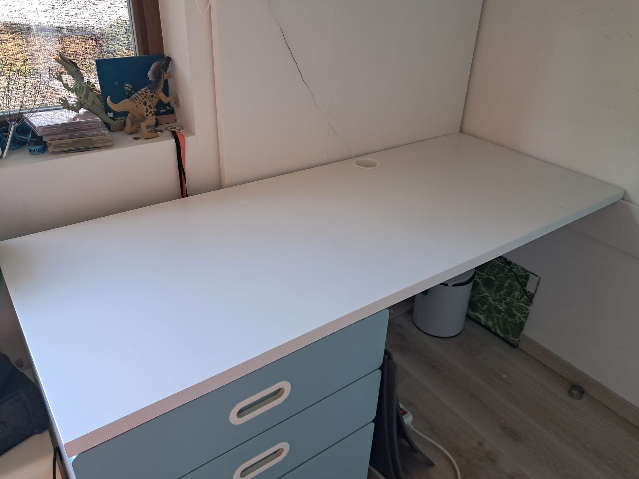SMÅSTAD HOOGSLAPER loft bed, white with frame/with desk with 3 drawers, 90x200 cm