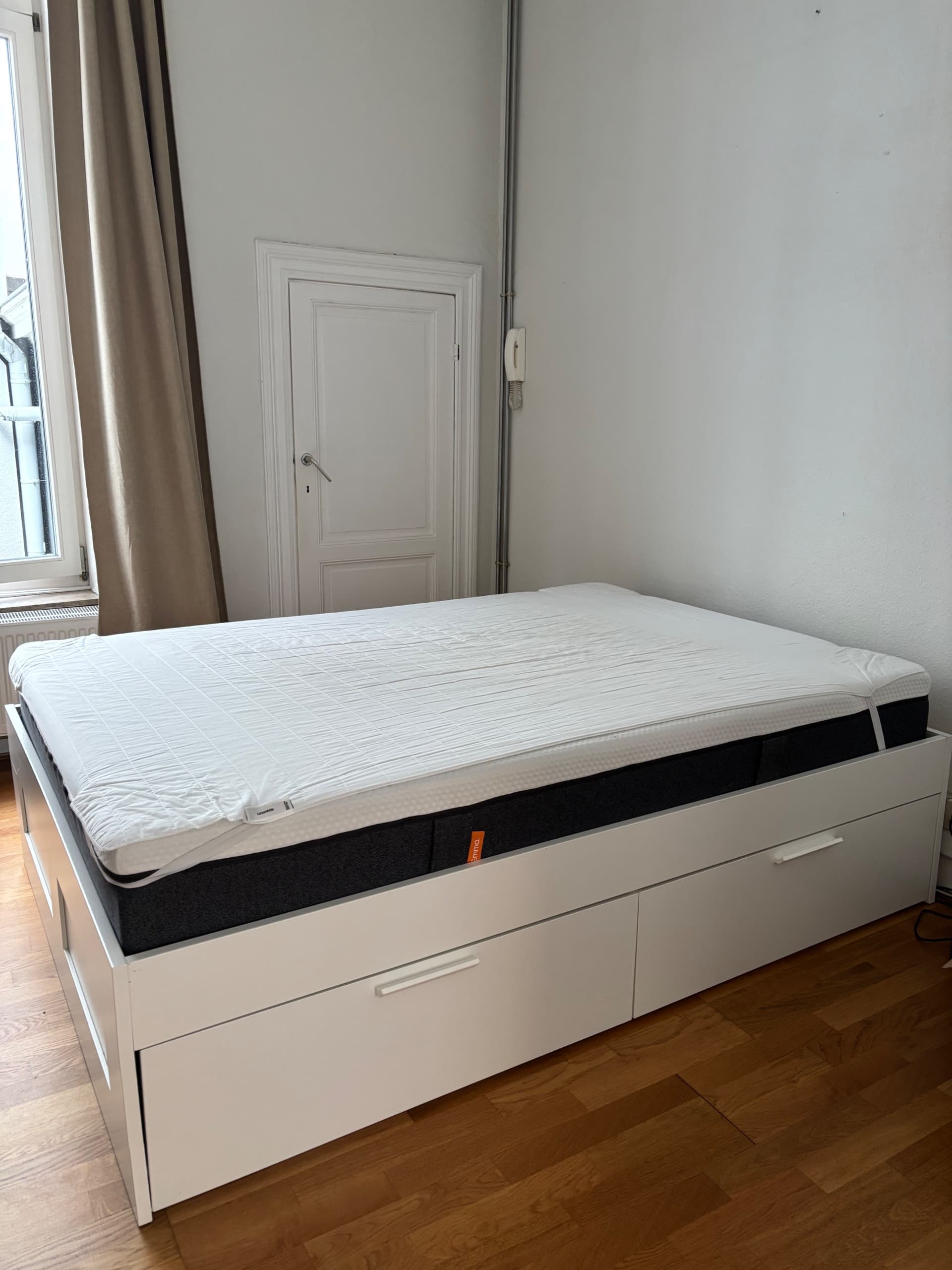 BRIMNES bedframe met opberglades, wit, 140x200 cm