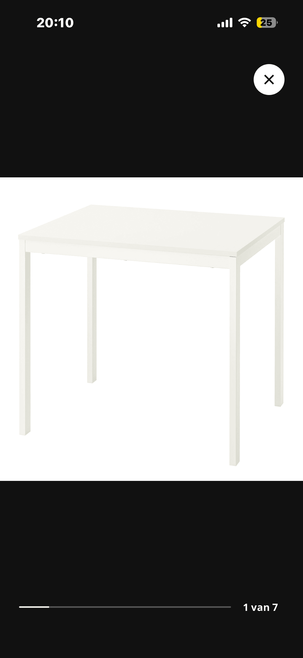 VIHALS uitschuifbare tafel, wit, 84/120x74 cm