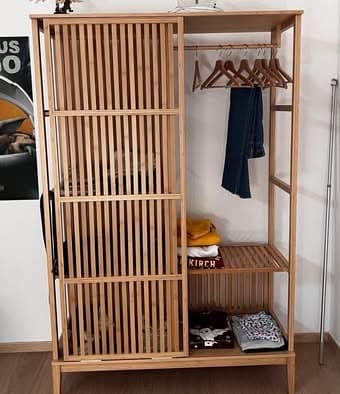 NORDKISA Armoire ouverte av porte couliss, bambou. Lire plus