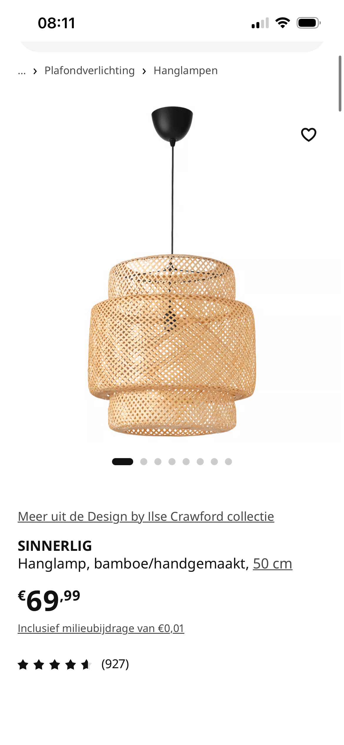 SINNERLIG suspension, bambou/fait main, 50 cm