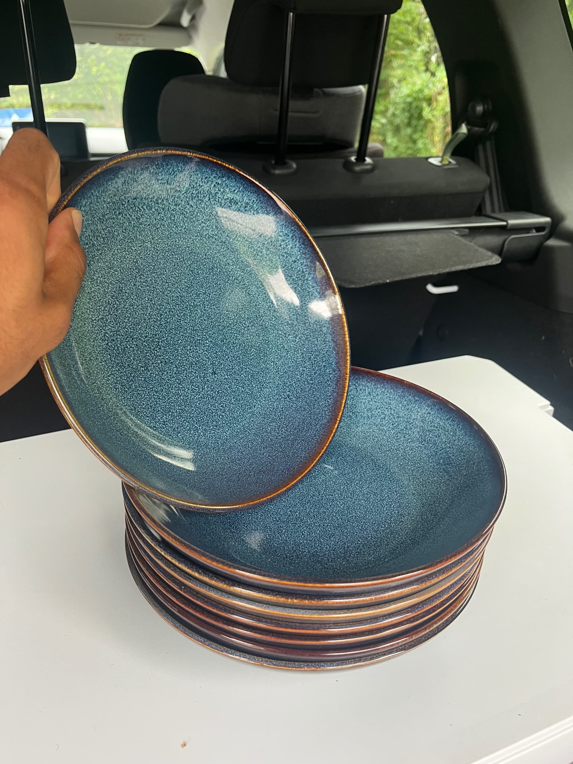 GLADELIG LOT DE 8 diep bord, blauw, 21 cm