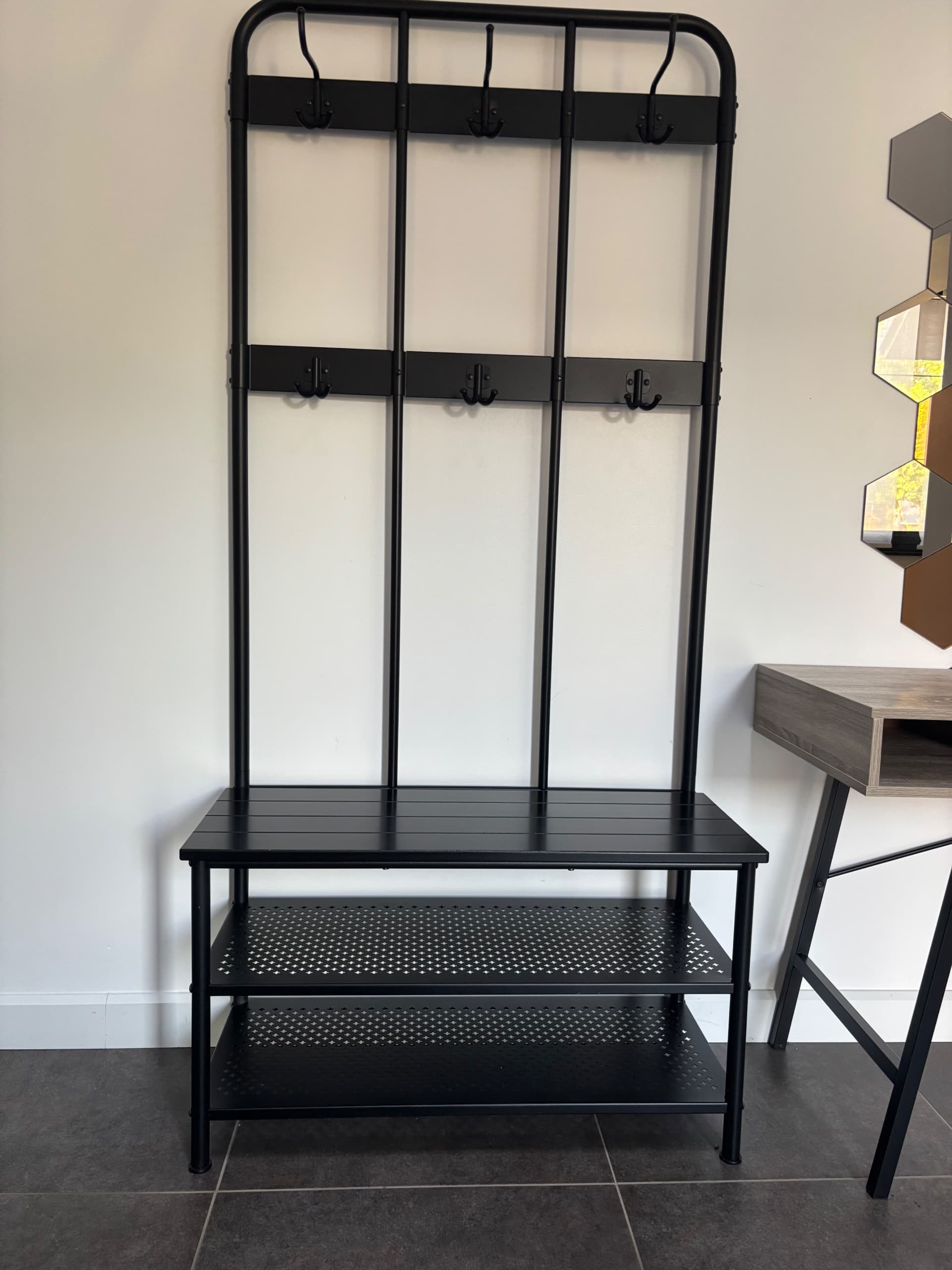 NIPÅSEN / BAGGMUCK gangmeubels, set van 4, zwart/grijs