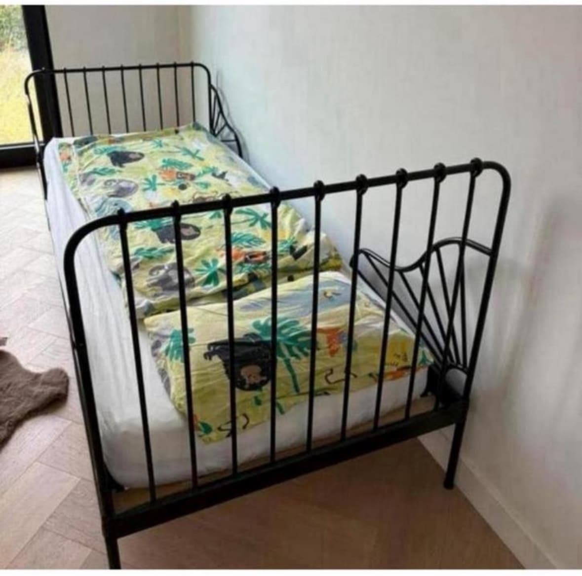 MINNEN ext bed frame with slatted bed base, white, 80x200 cm