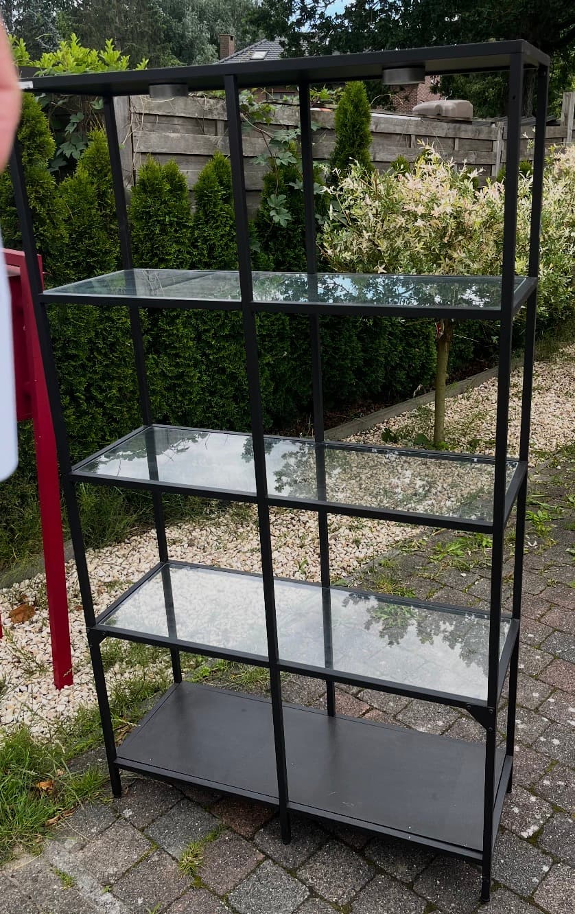 VITTSJÖ Stellingkast, zwartbruin, glas, 100x175 cm