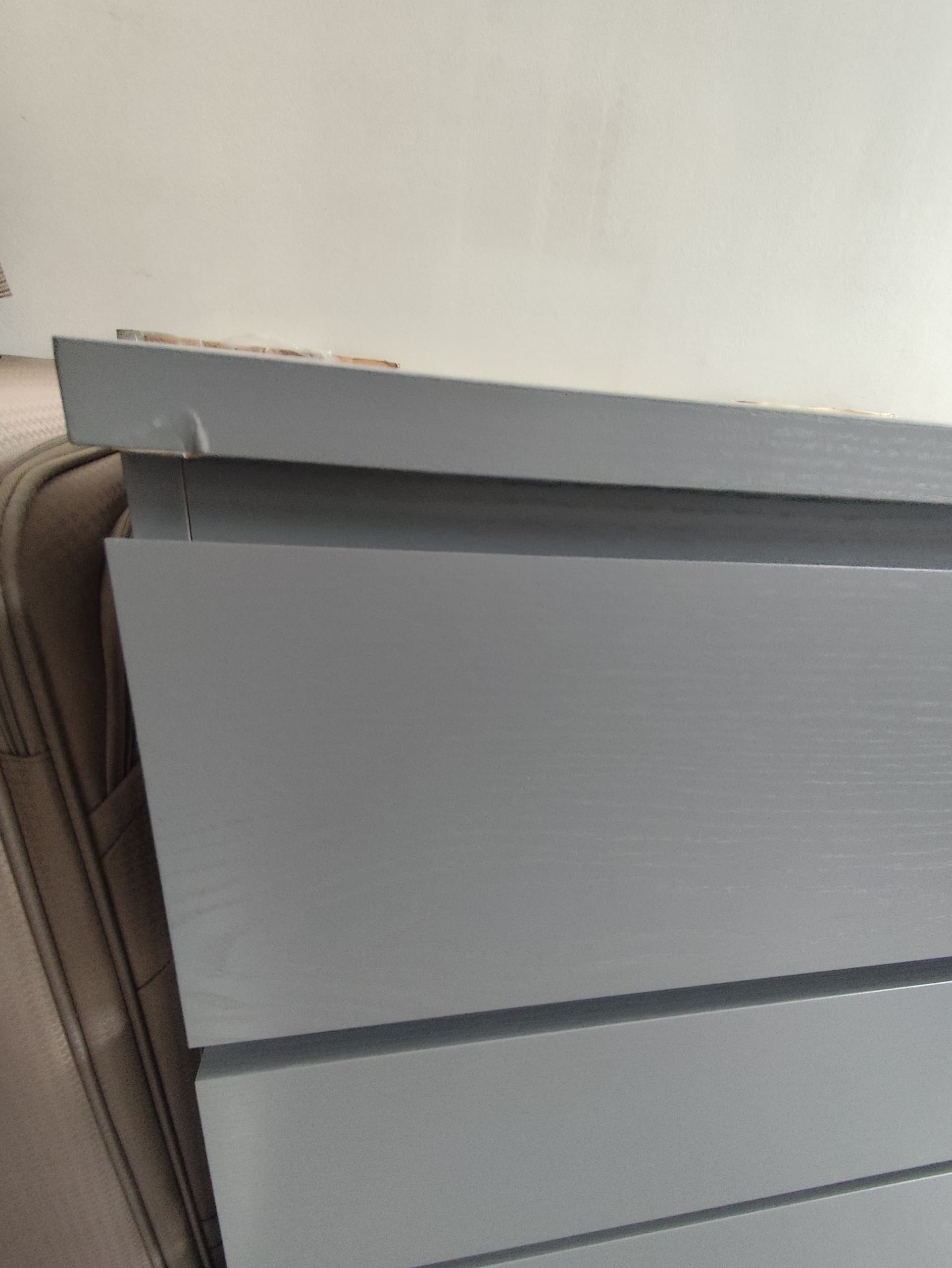 MALM chest of 6 drawers, grey stained, 160x78 cm