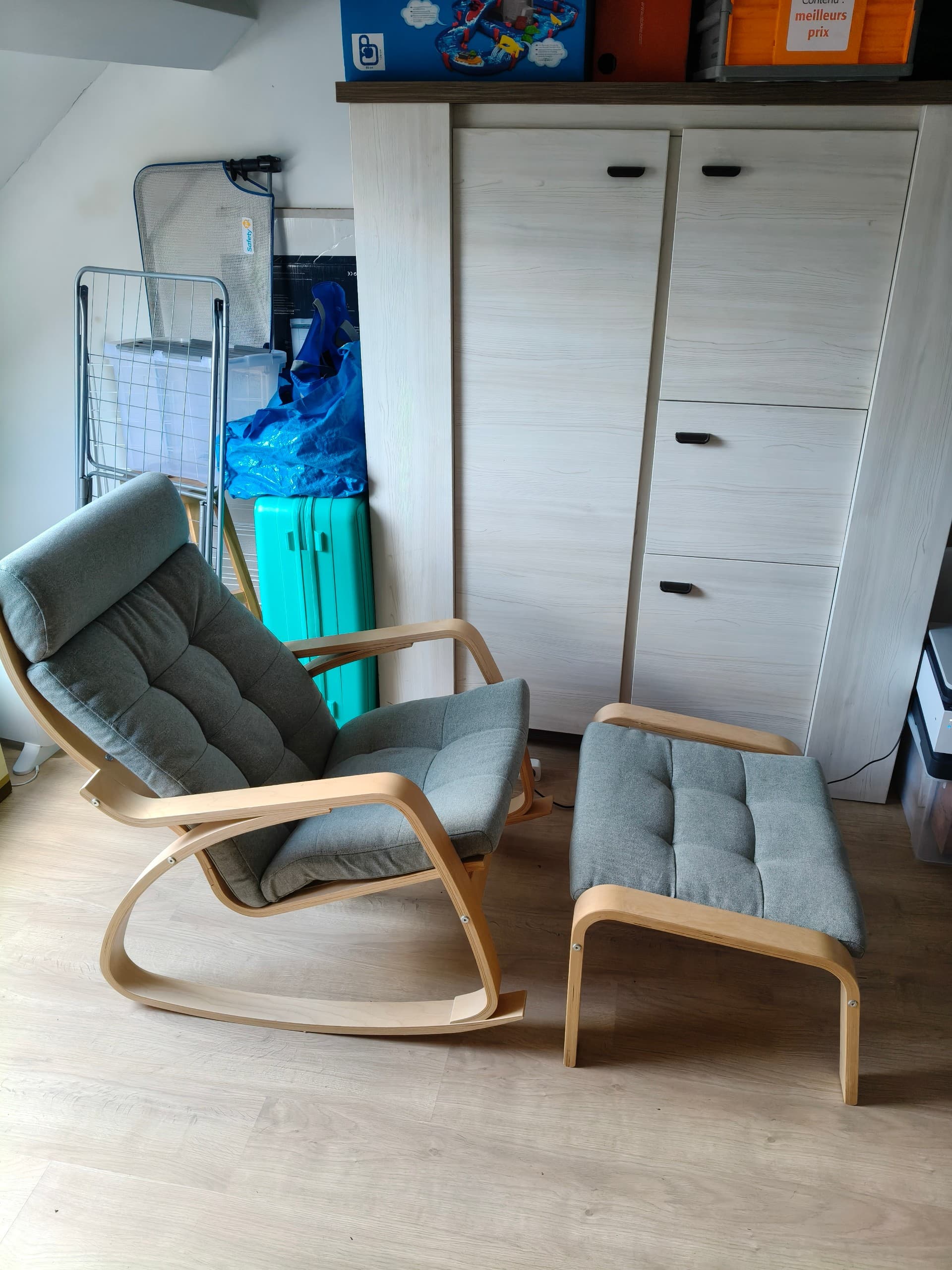 POÄNG fauteuil à bascule, plaqué bouleau/Gunnared vert clair