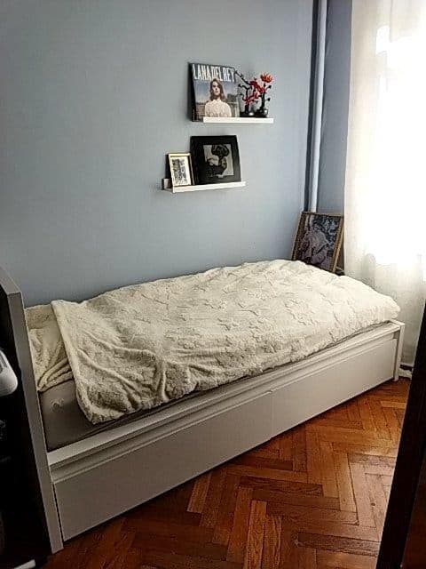 LIT MALM cadre de lit, haut, 2 rangements, blanc, 90x200 cm