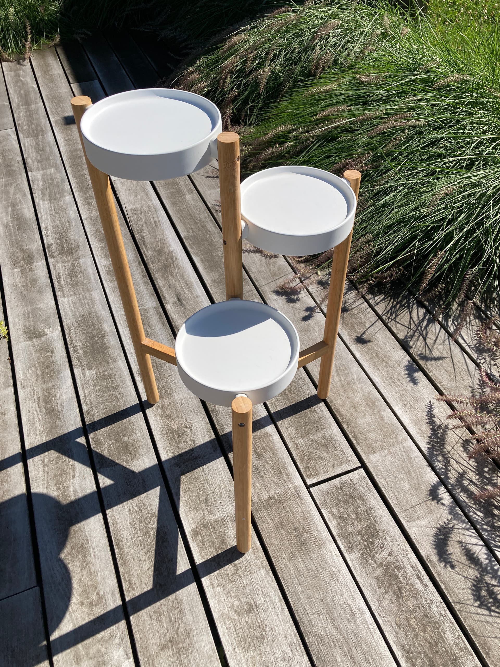 SATSUMAS piédestal, bambou/blanc, 78 cm