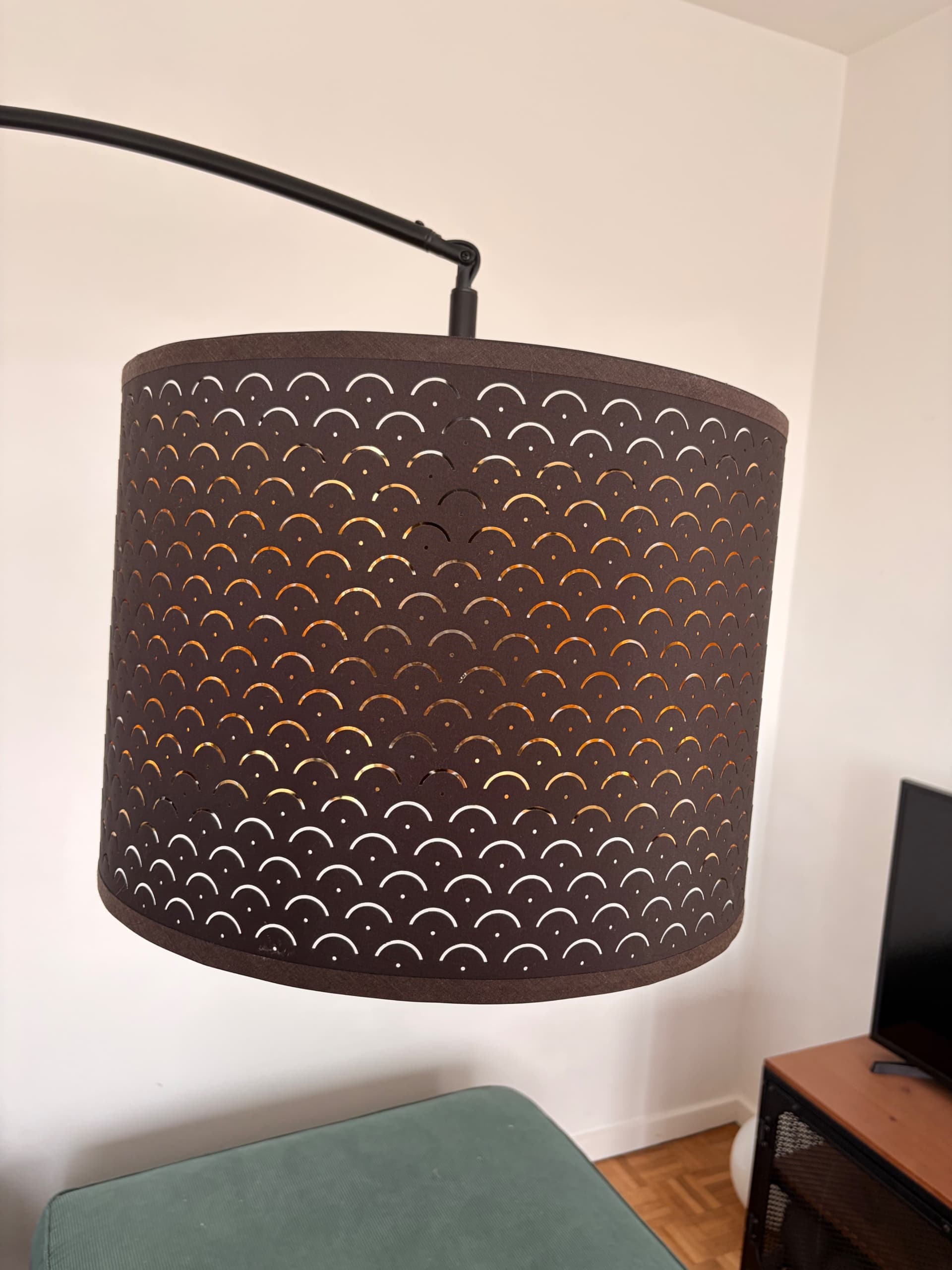 NYMÖ lamp shade, black/brass-colour, 44 cm