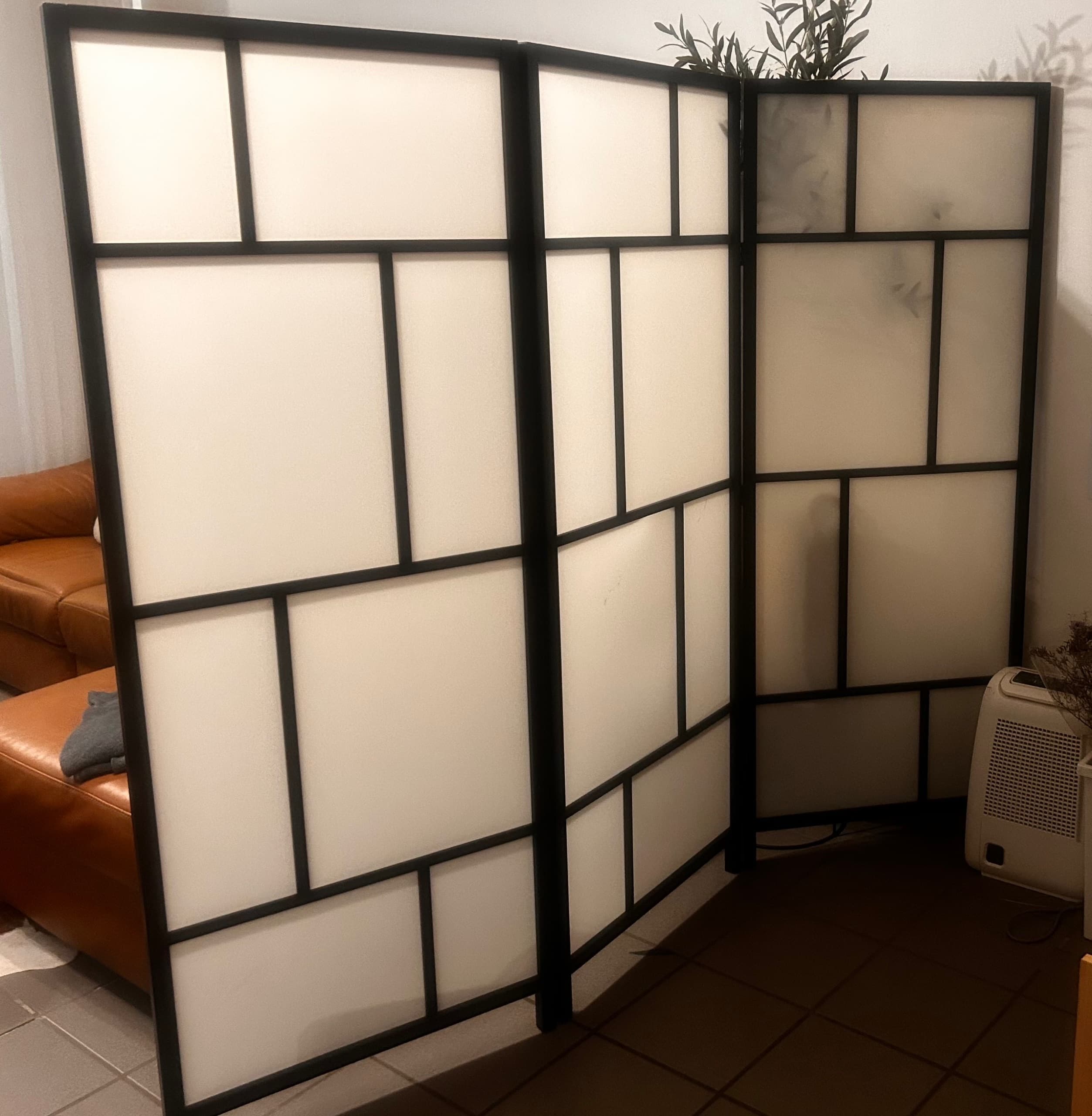 RISÖR room divider, white/black, 216x185 cm