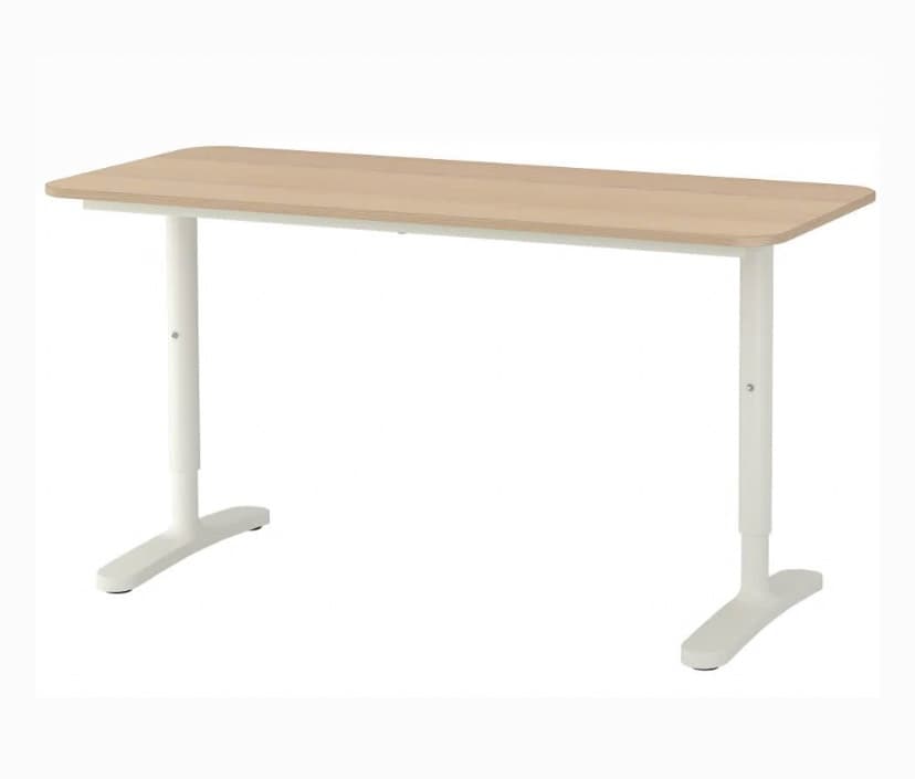 MITTZON desk, oak veneer white, 160x80 cm