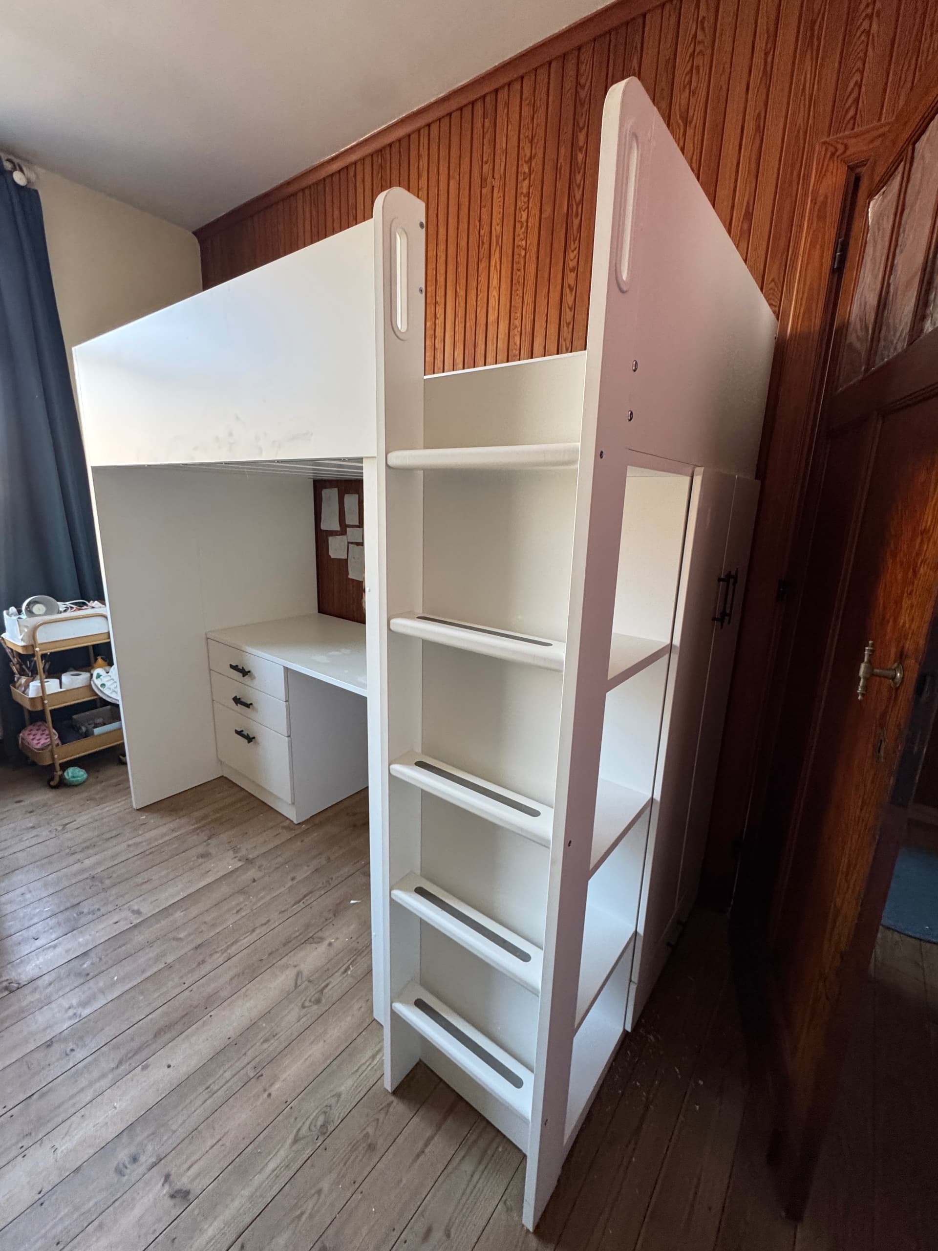 SMÅSTAD loft bed, white white/with desk with 4 drawers, 90x200 cm