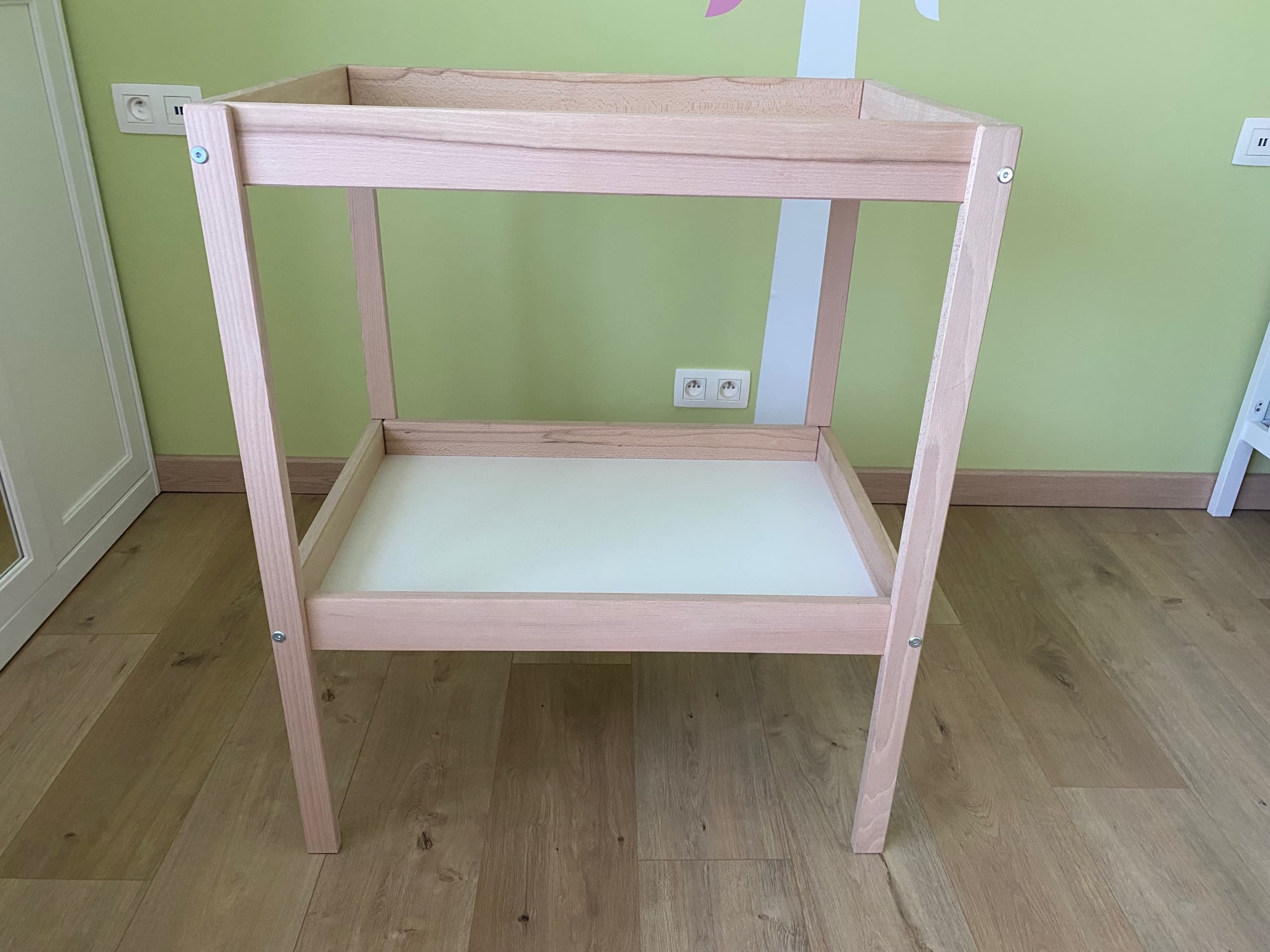 SNIGLAR changing table, beech/white, 53x72x87 cm