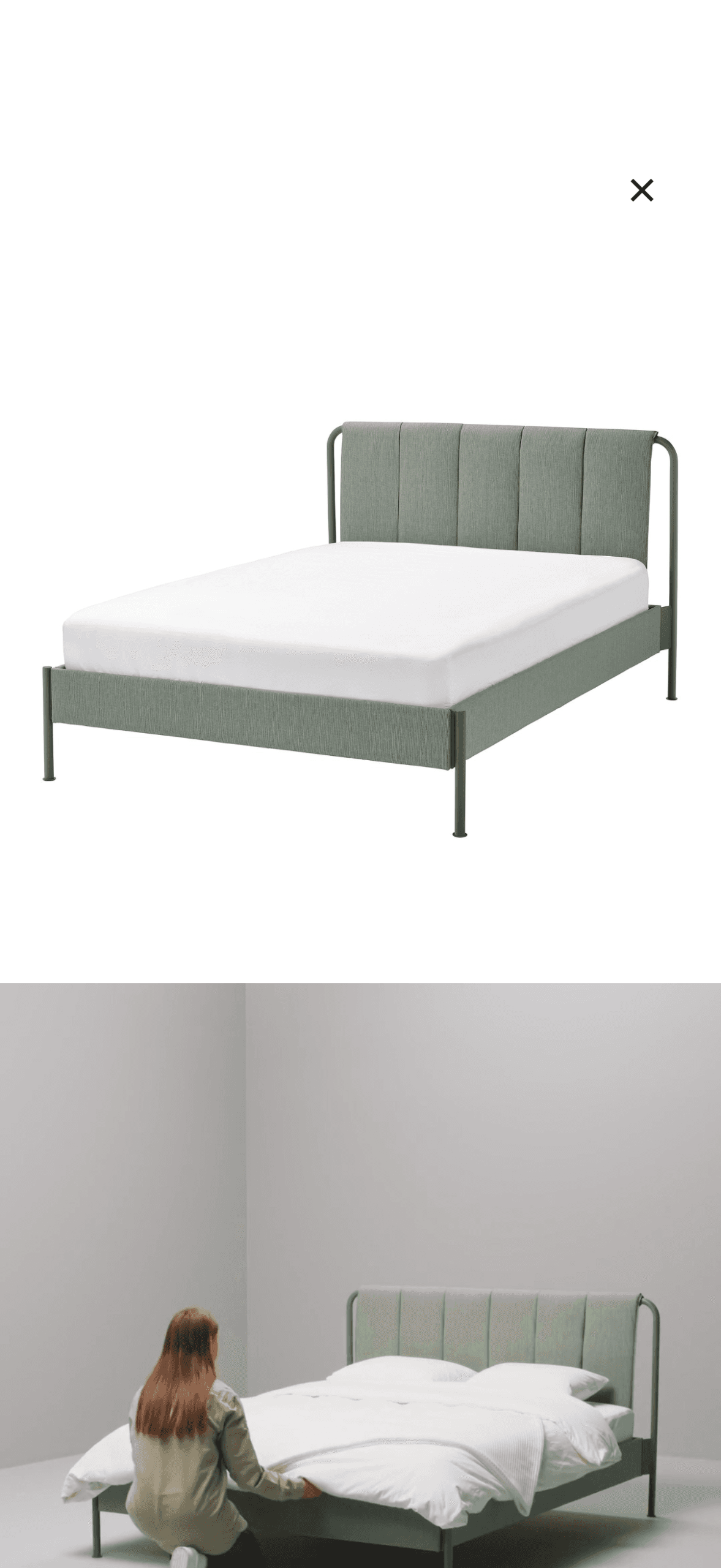 TÄLLÅSEN upholstered bed frame, Kulsta grey-green, 140x200 cm