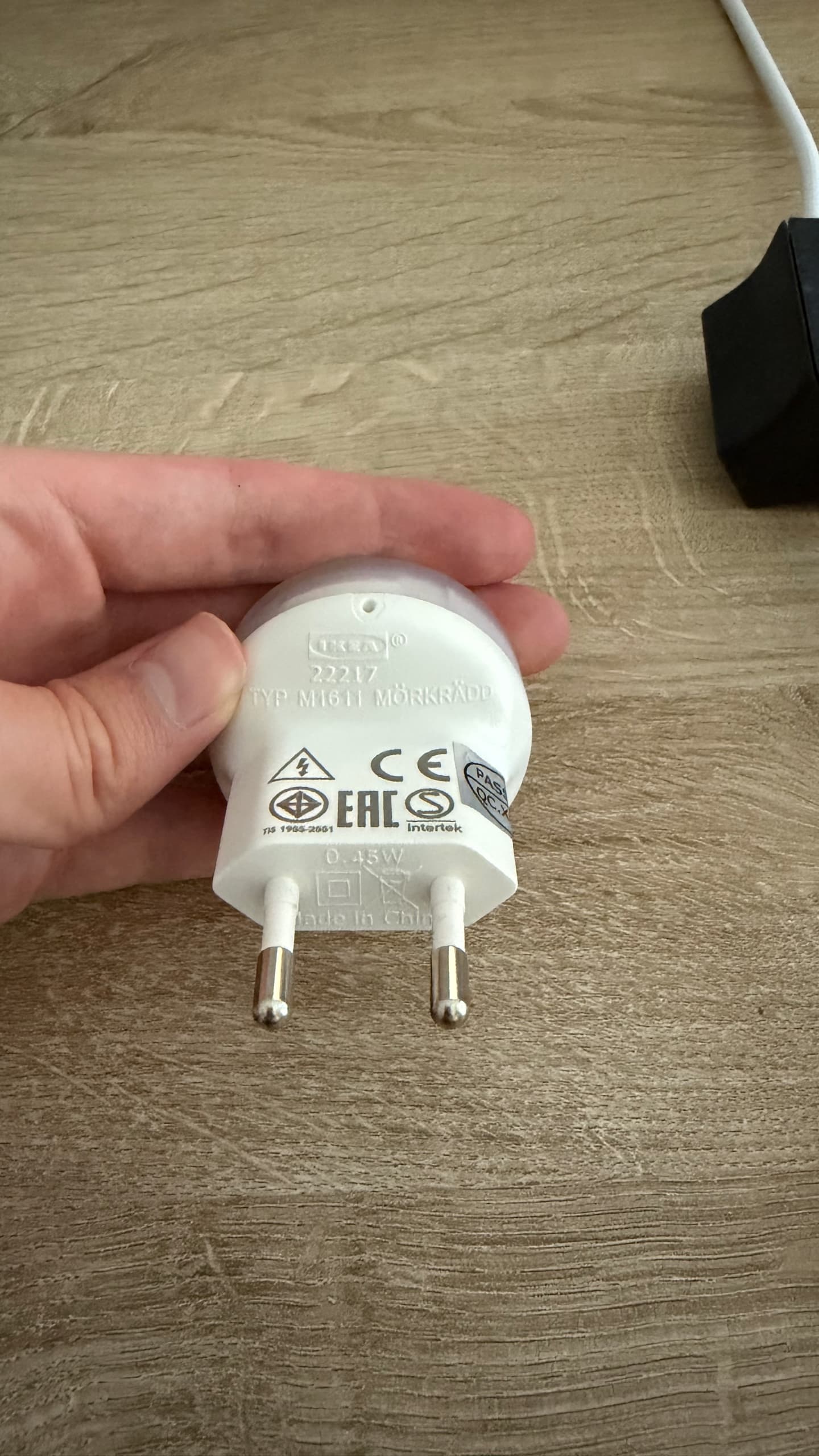 MÖRKRÄDD led-nachtlampje met sensor, wit