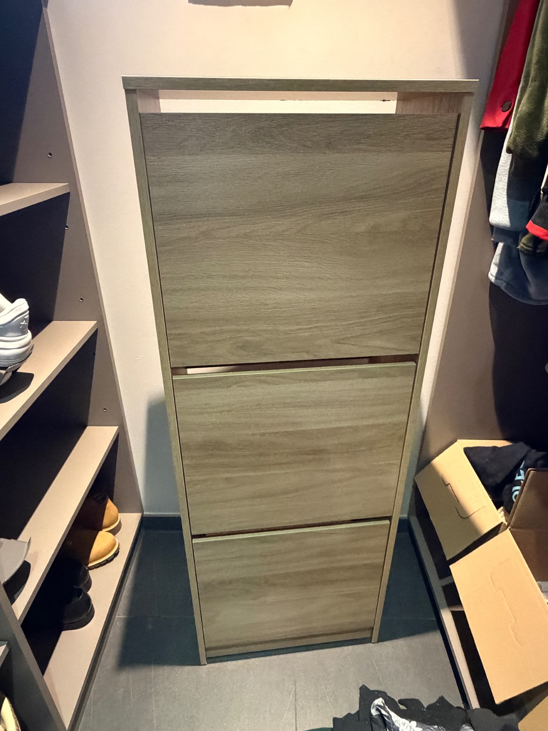 BISSA - 3 VAKKEN schoenenkast 3 vakken, eikenpatroon, 49x28x135 cm