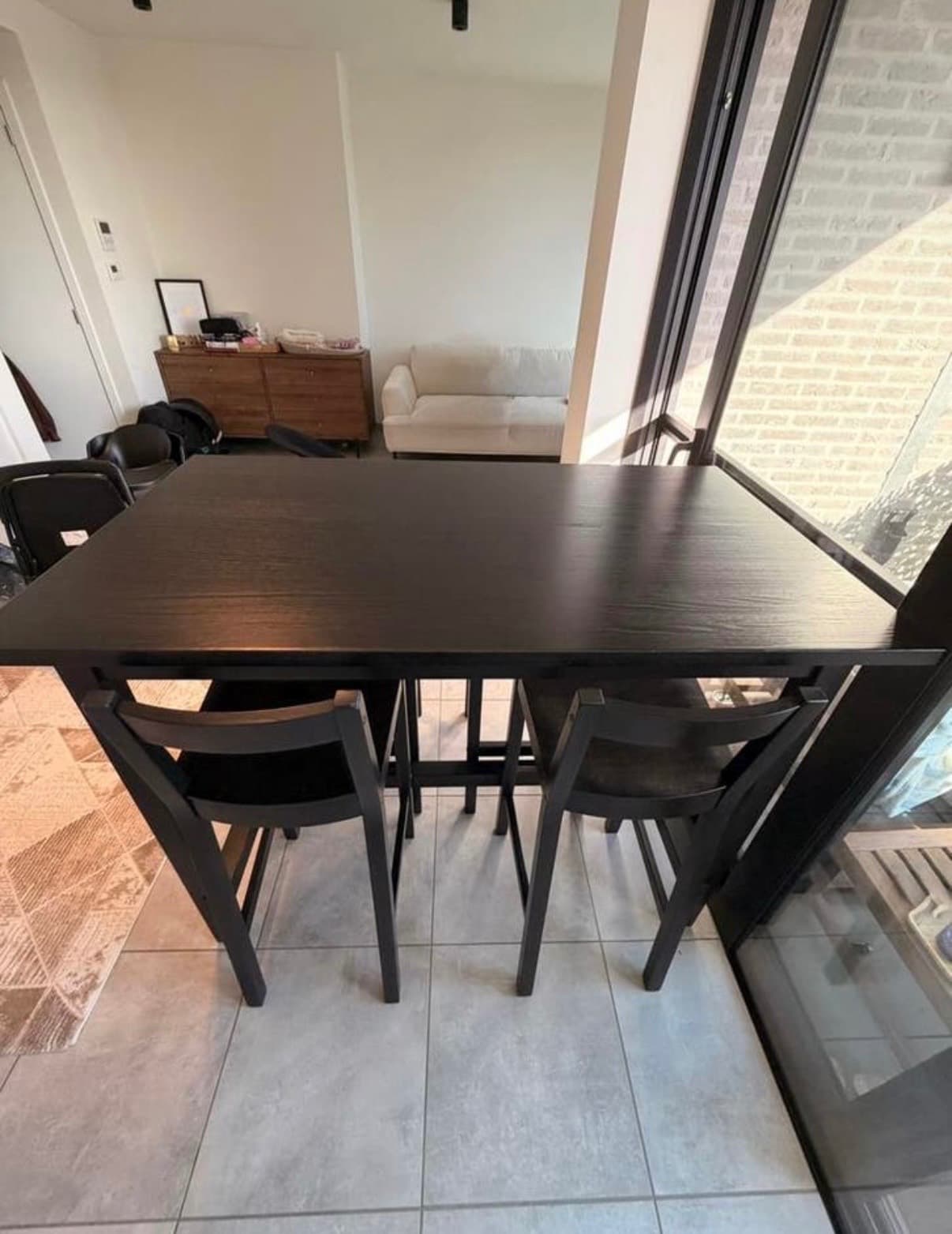 NORDVIKEN / NORDVIKEN table de bar+4 tabourets, blanc/blanc