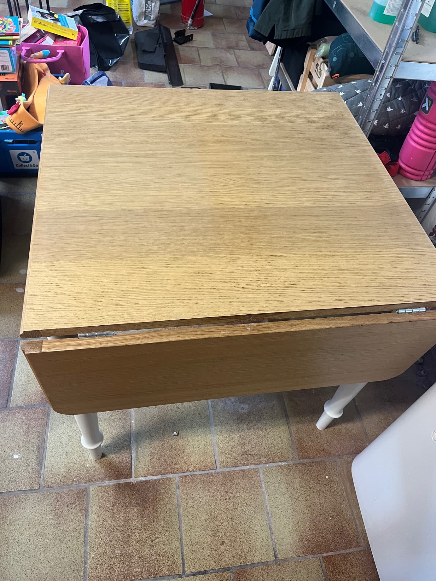DANDERYD table à rabats, plaqué chêne/blanc, 74/134x80 cm