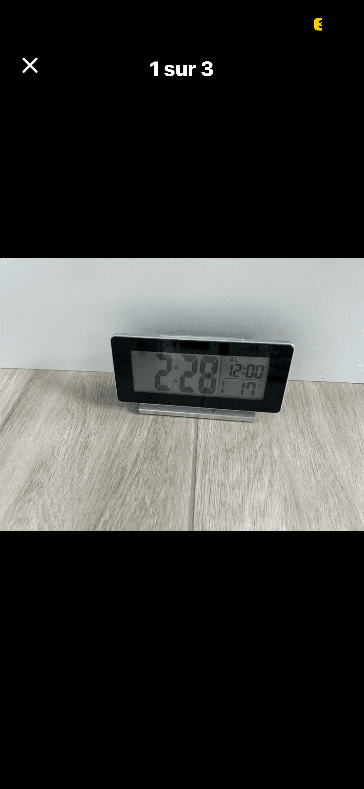 FILMIS clock/thermometer/alarm, black, 16.5x9 cm