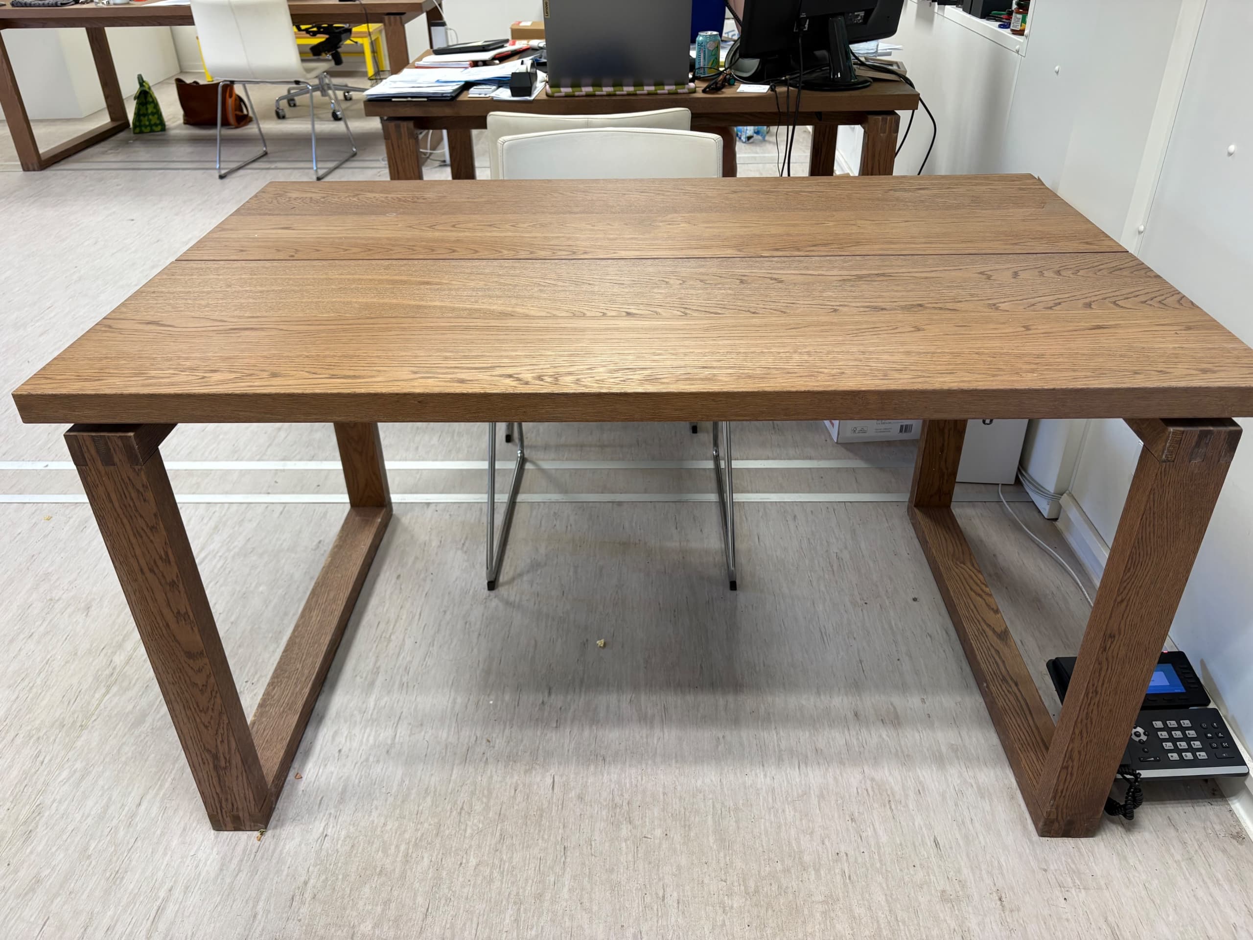 BUREAU table, oak veneer brown stained, 140x85 cm